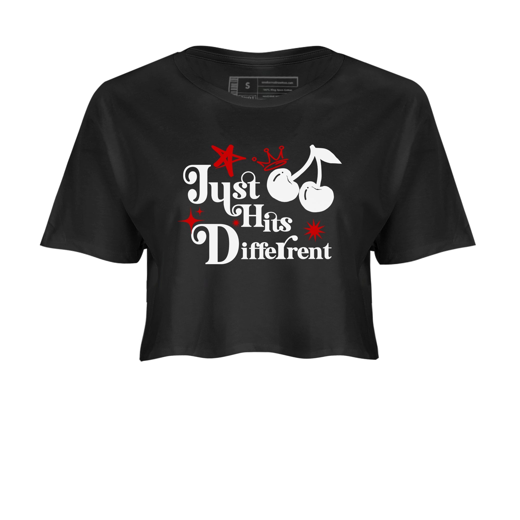 Air Jordan 14 Black Toe t shirts to match sneakers Just Hits Different sneaker match tees 14s Black Toe sneaker match tee Drip Gear Zone unisex cotton Black 2 crop tee