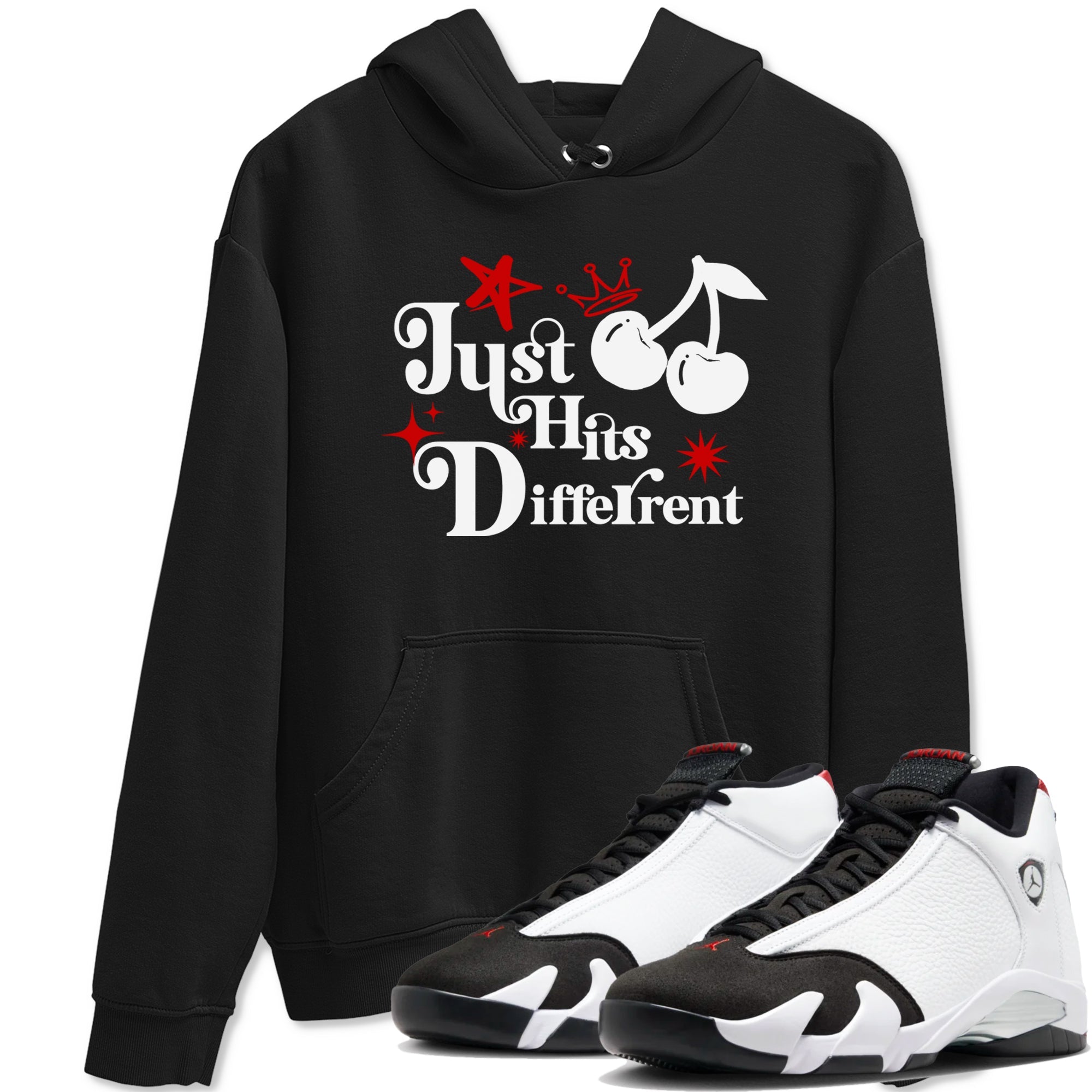Air Jordan 14 Black Toe t shirts to match sneakers Just Hits Different sneaker match tees 14s Black Toe sneaker match tee Drip Gear Zone unisex cotton Black 1 shirts