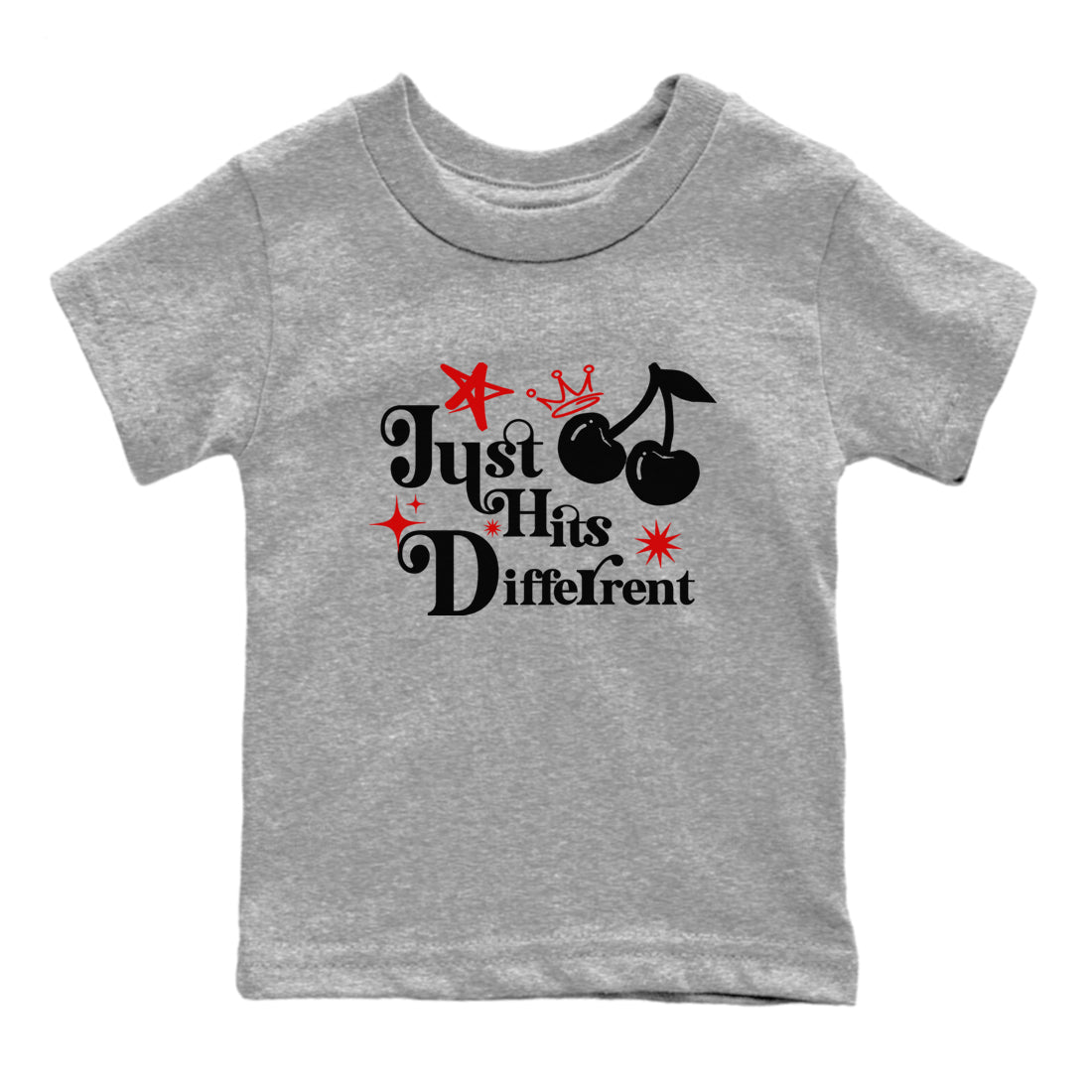 Air Jordan 14 Black Toe t shirts to match sneakers Just Hits Different sneaker match tees 14s Black Toe sneaker match tee Drip Gear Zone Youth Baby Heather Grey 2 tee