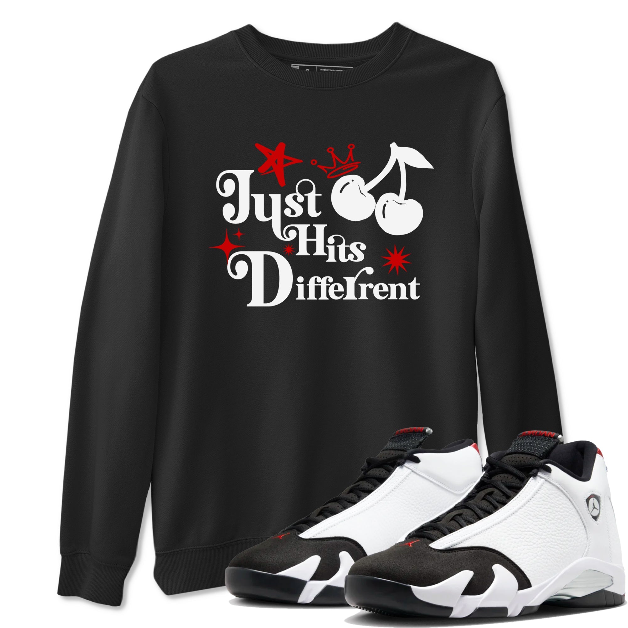 Air Jordan 14 Black Toe t shirts to match sneakers Just Hits Different sneaker match tees 14s Black Toe sneaker match tee Drip Gear Zone unisex cotton Black 1 shirts