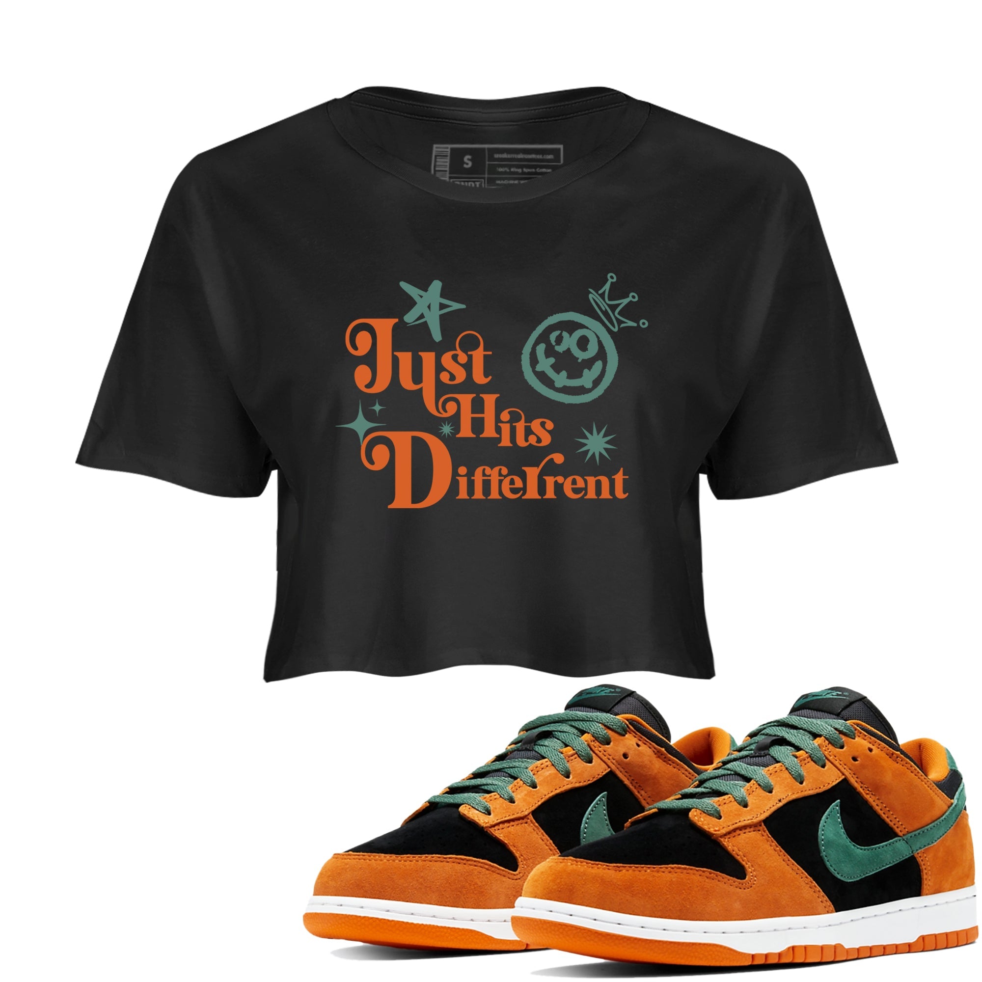 Dunk Low Ceramic shirts to match jordans Just Hits Different sneaker match tees Dunk Ceramic match shoes to clothes Drip Gear Zone unisex cotton Black 1 crop tee