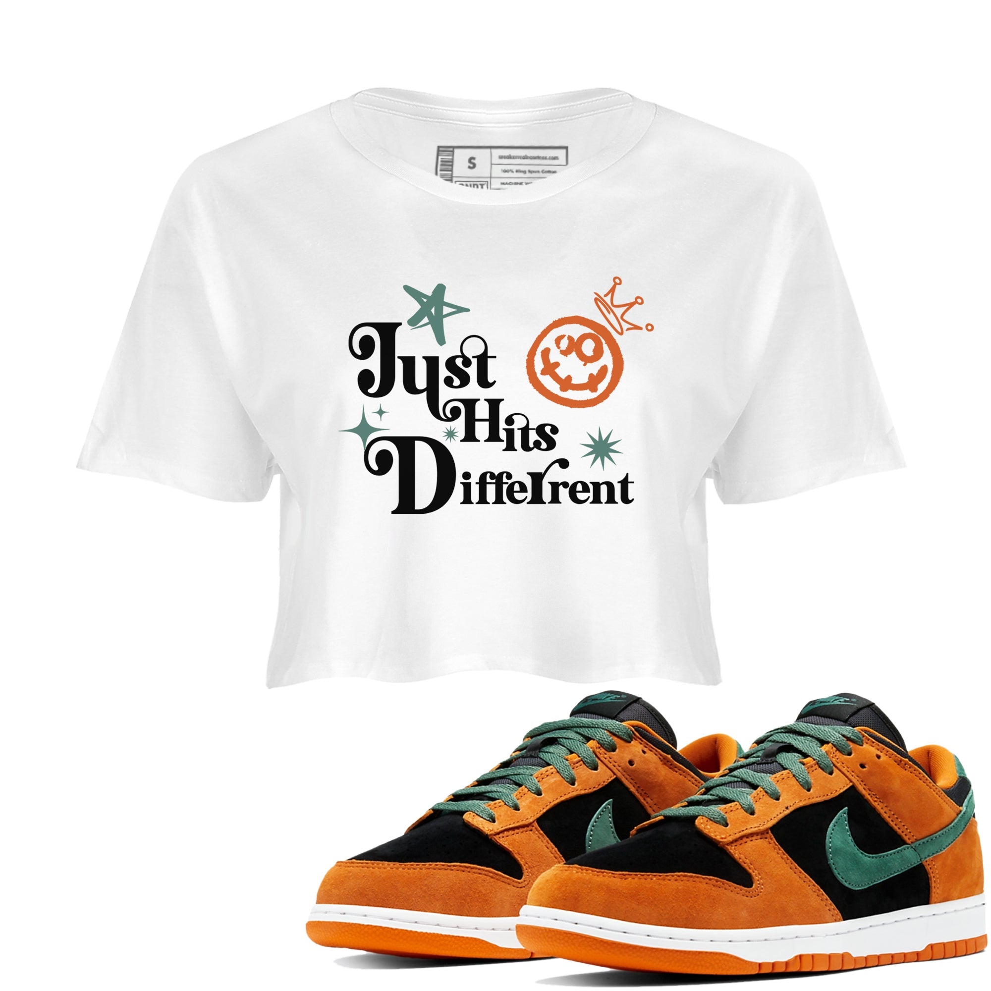 Dunk Low Ceramic shirts to match jordans Just Hits Different sneaker match tees Dunk Ceramic match shoes to clothes Drip Gear Zone unisex cotton White 1 crop tee
