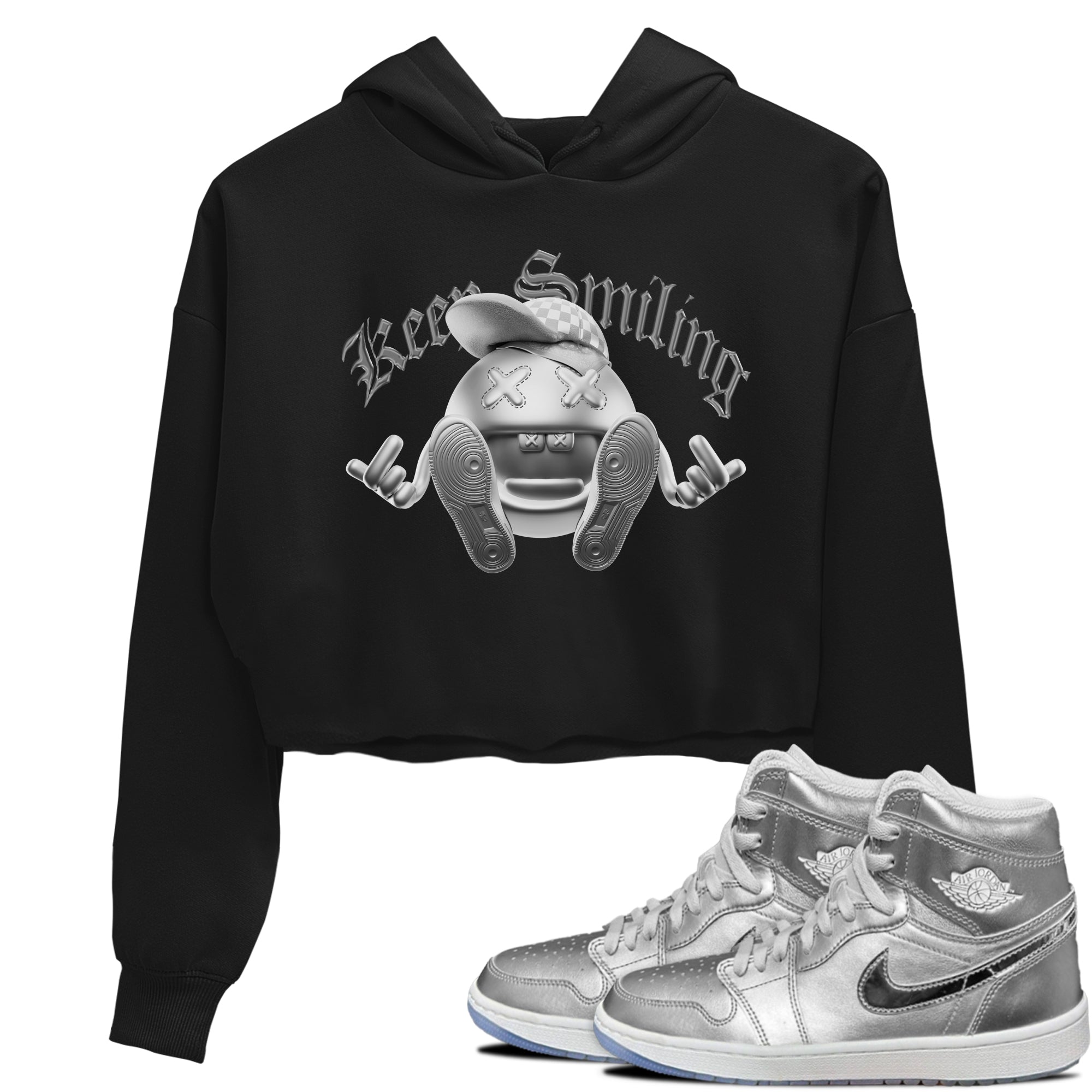 Air Jordan 1 Gift Giving shirt to match jordans Keep Smiling sneaker tees  Metal tees AJ1 Gift Giving Drip Gear Zone Black 1 Crop T-Shirt