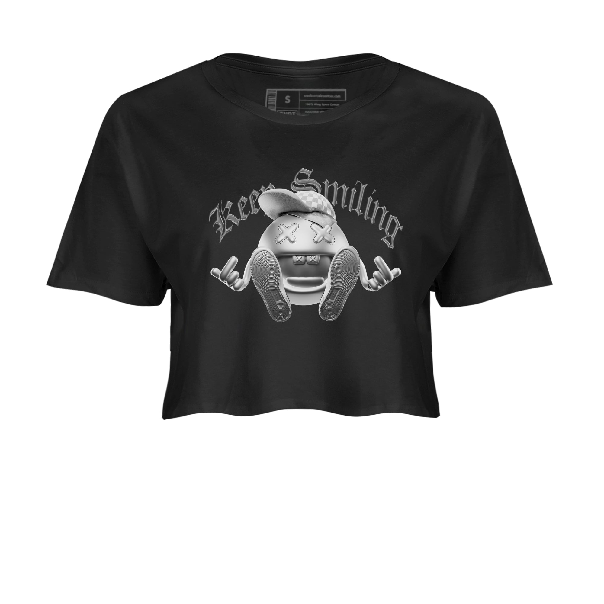 Air Jordan 1 Gift Giving shirt to match jordans Keep Smiling sneaker tees  Metal tees AJ1 Gift Giving Drip Gear Zone Black 2 Crop T-Shirt