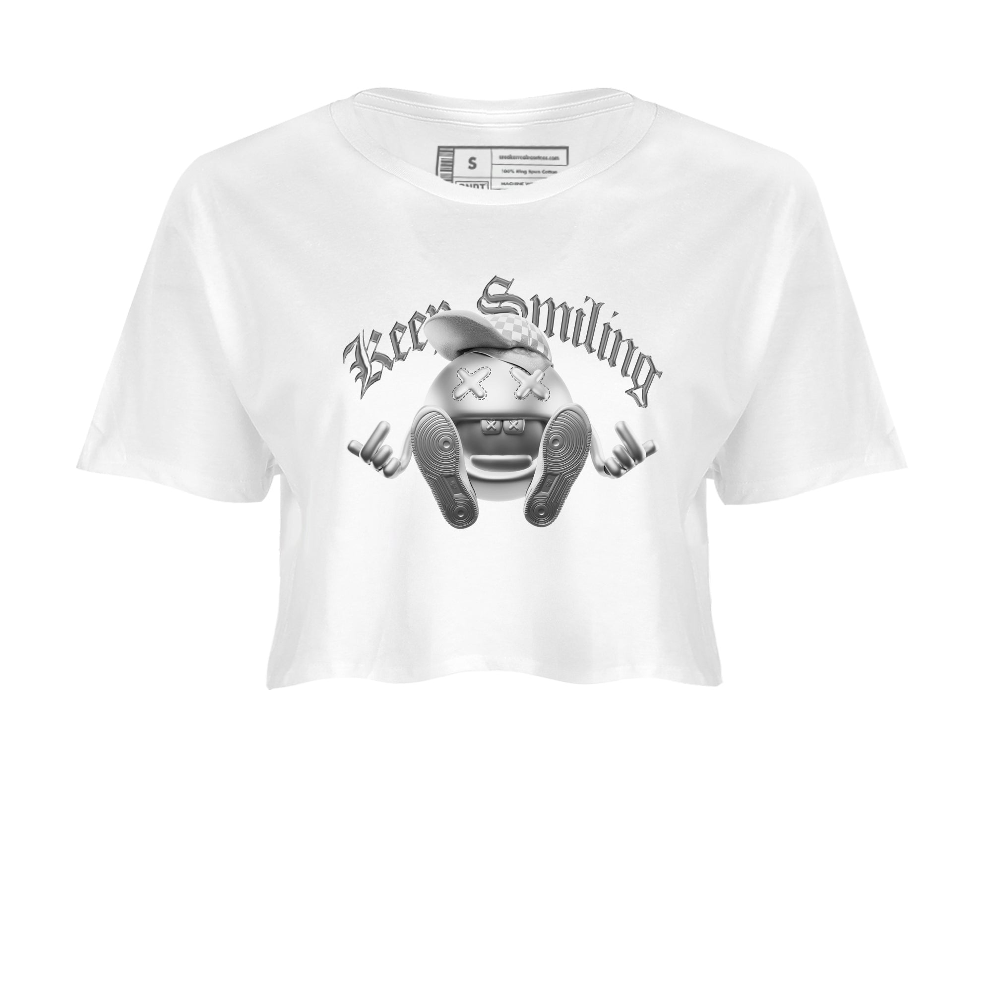 Air Jordan 1 Gift Giving shirt to match jordans Keep Smiling sneaker tees  Metal tees AJ1 Gift Giving Drip Gear Zone White 2 Crop T-Shirt