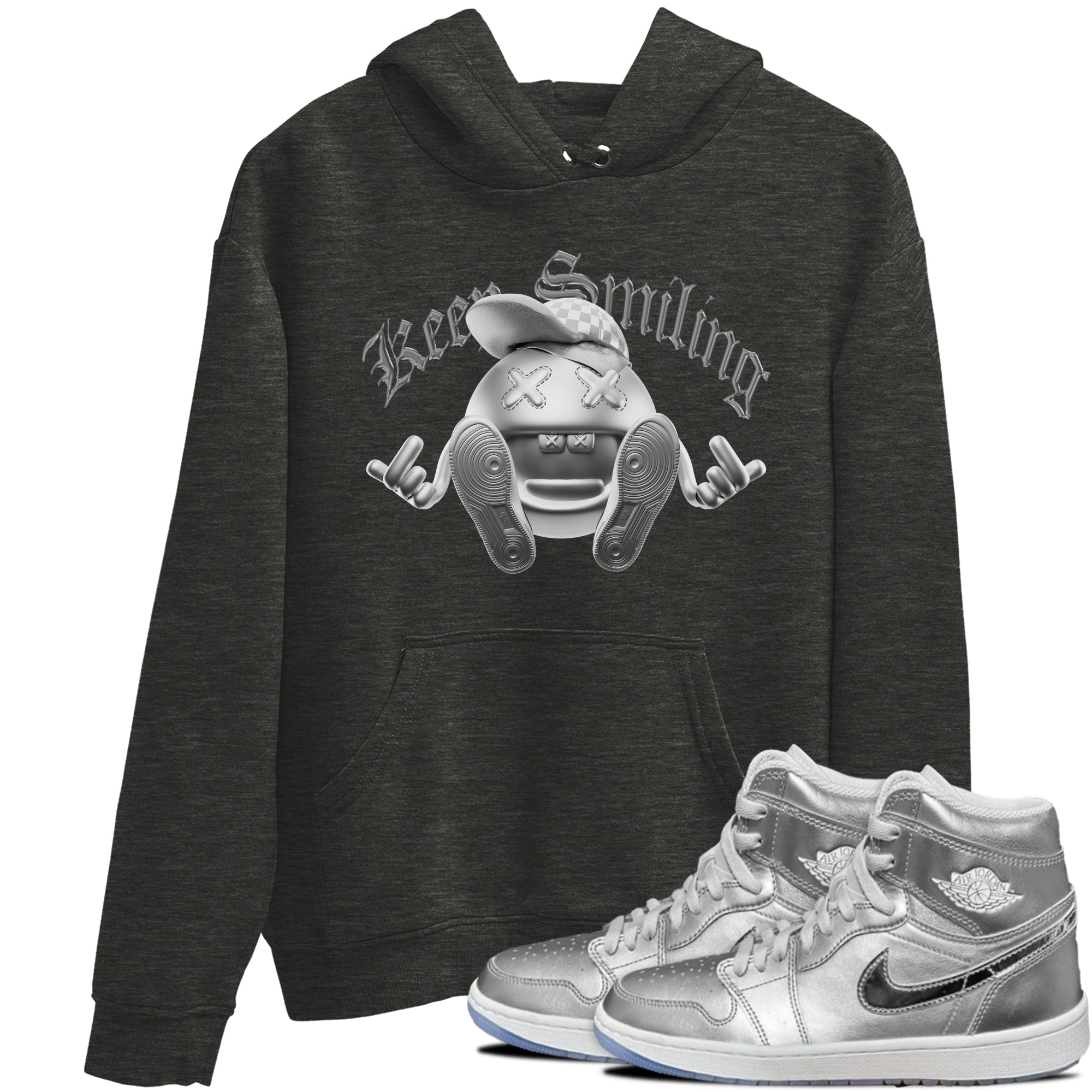 Air Jordan 1 Gift Giving shirt to match jordans Keep Smiling sneaker tees  Metal tees AJ1 Gift Giving Drip Gear Zone Unisex Charcoal Heather 1 T-Shirt