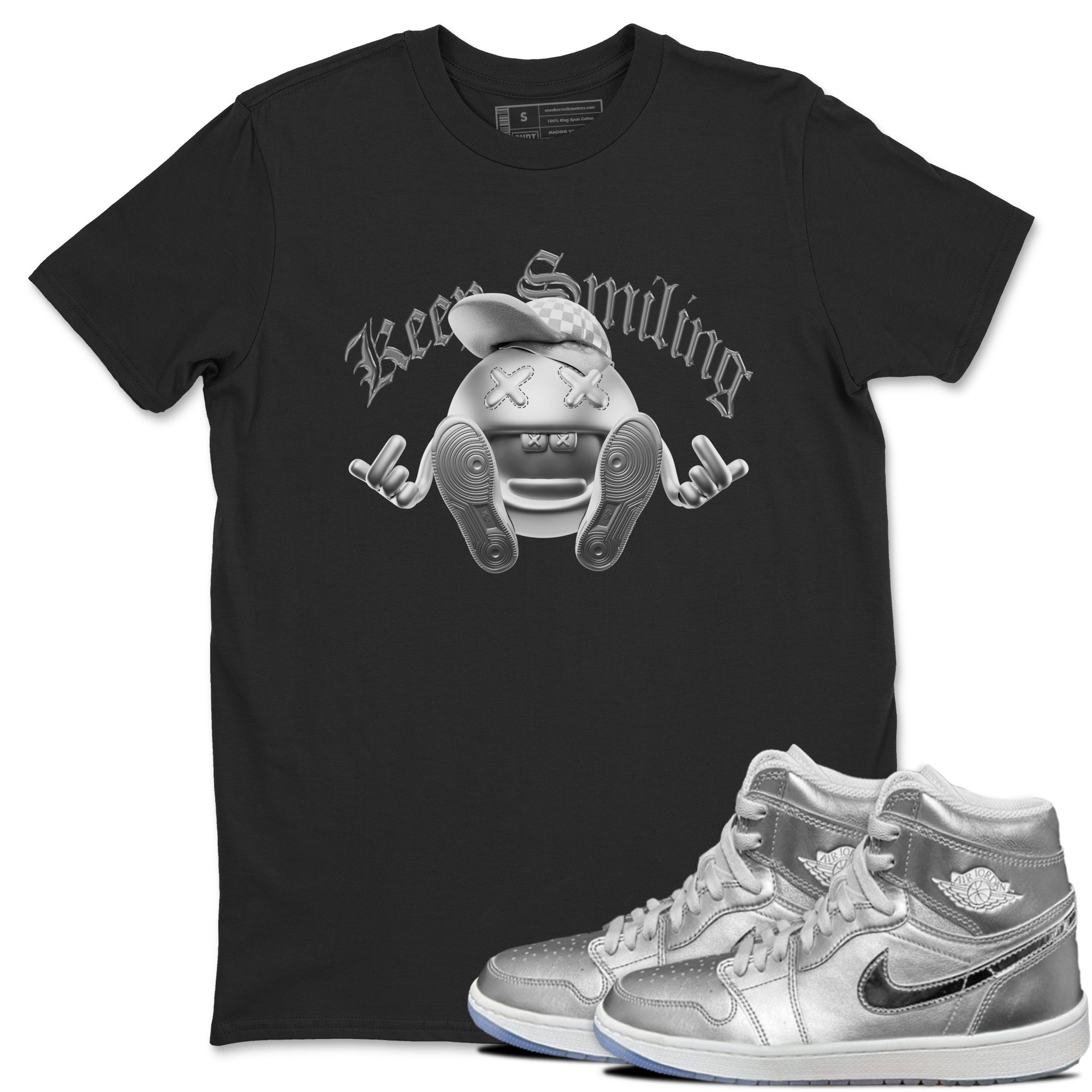 Air Jordan 1 Gift Giving shirt to match jordans Keep Smiling sneaker tees  Metal tees AJ1 Gift Giving Drip Gear Zone Unisex Black 1 T-Shirt