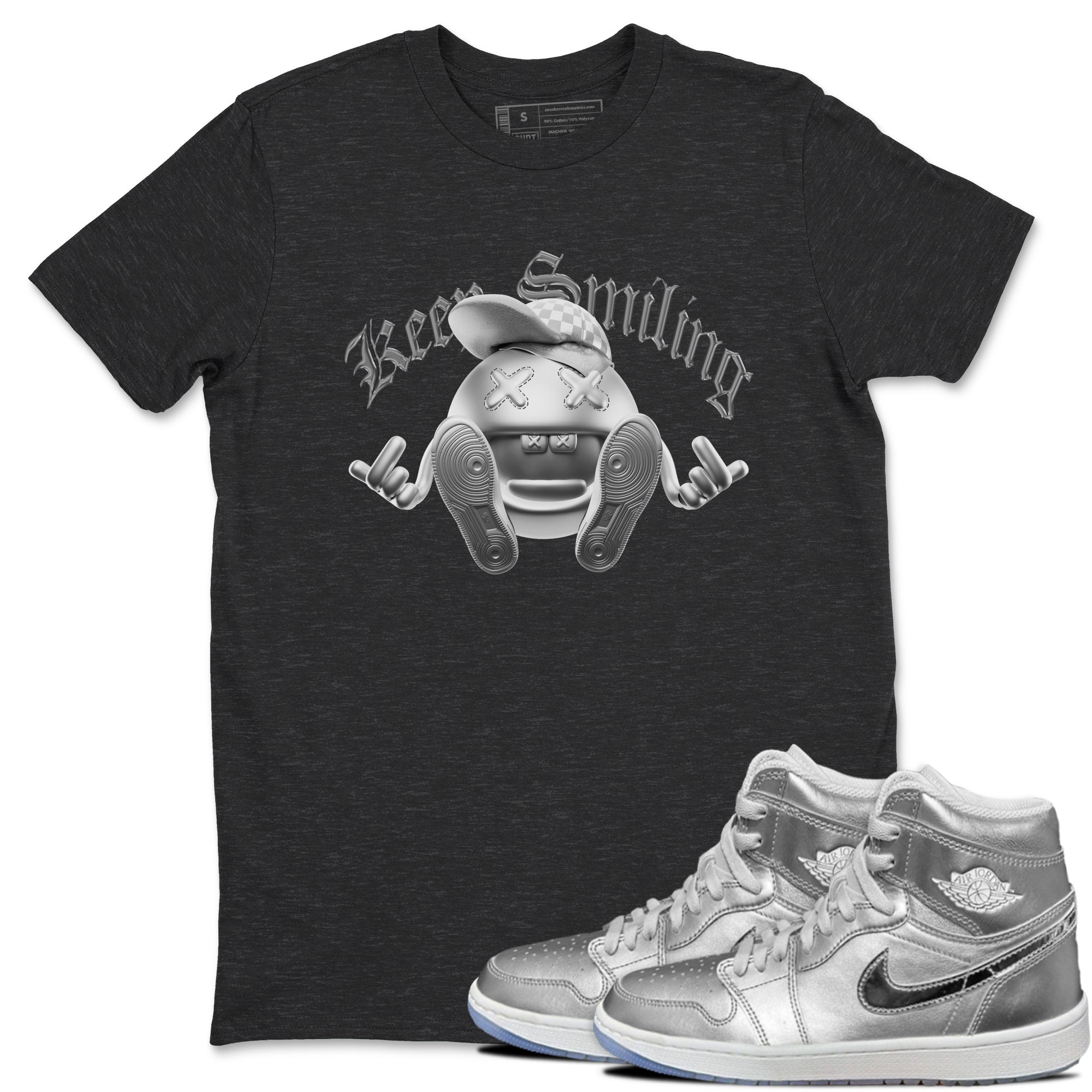 Air Jordan 1 Gift Giving shirt to match jordans Keep Smiling sneaker tees  Metal tees AJ1 Gift Giving Drip Gear Zone Unisex Charcoal Heather 1 T-Shirt