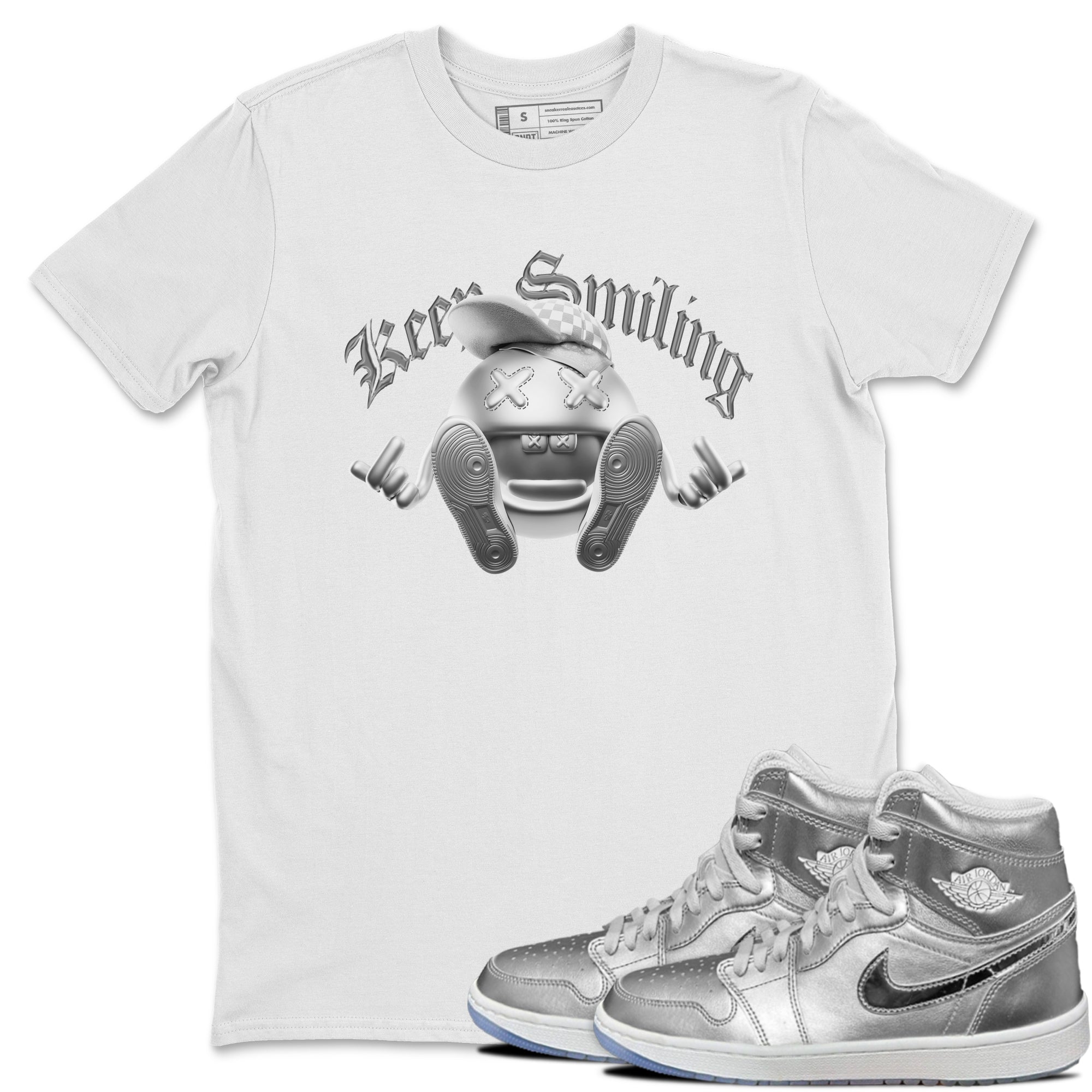 Air Jordan 1 Gift Giving shirt to match jordans Keep Smiling sneaker tees  Metal tees AJ1 Gift Giving Drip Gear Zone Unisex White 1 T-Shirt
