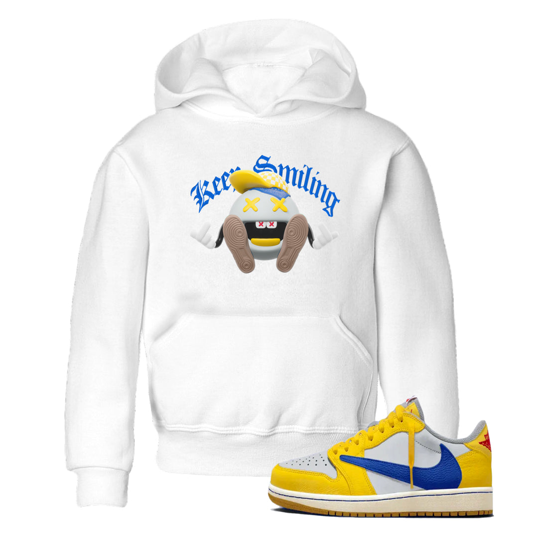 1s Travis Scott Canary shirt to match jordans Keep Smiling sneaker tees Air Jordan 1 Travis Scott Canary Drip Gear Zone baby toddler White 1 cotton Shirt
