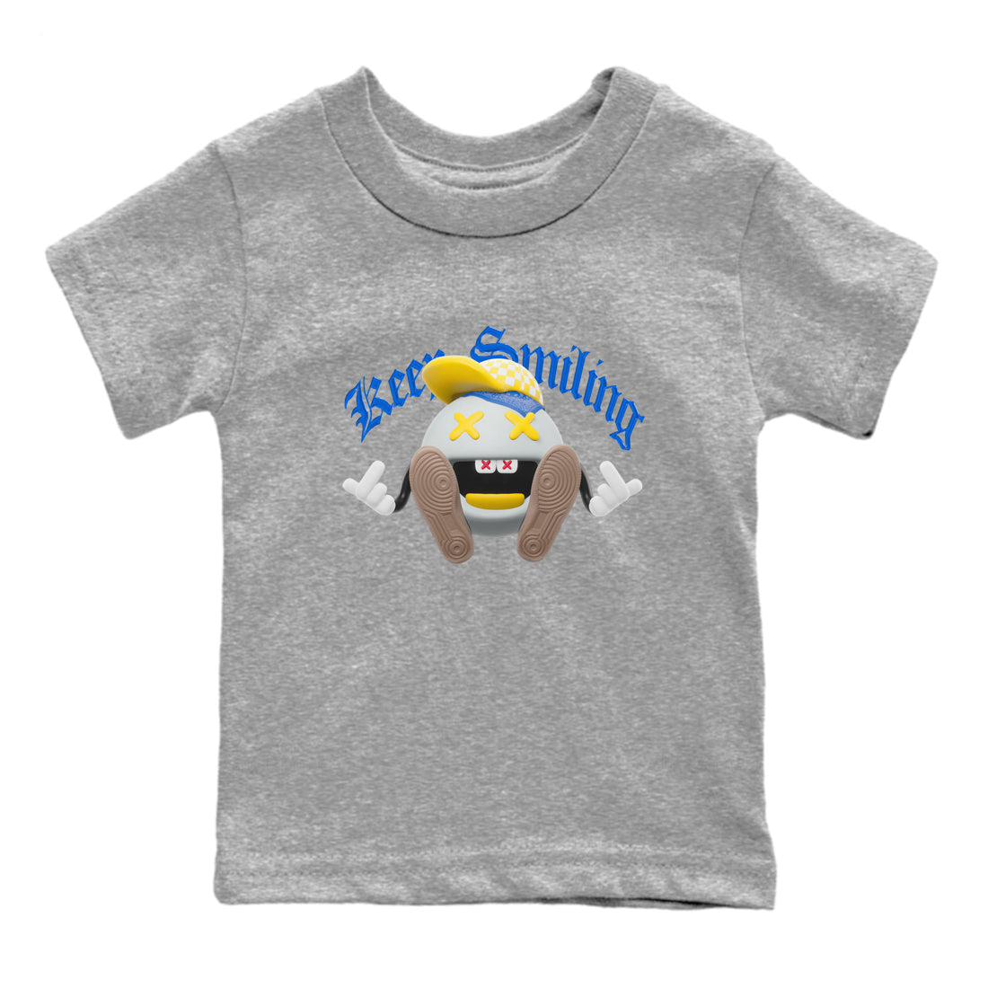 1s Travis Scott Canary shirt to match jordans Keep Smiling sneaker tees Air Jordan 1 Travis Scott Canary Drip Gear Zone baby toddler Heather Grey 2 cotton Shirt