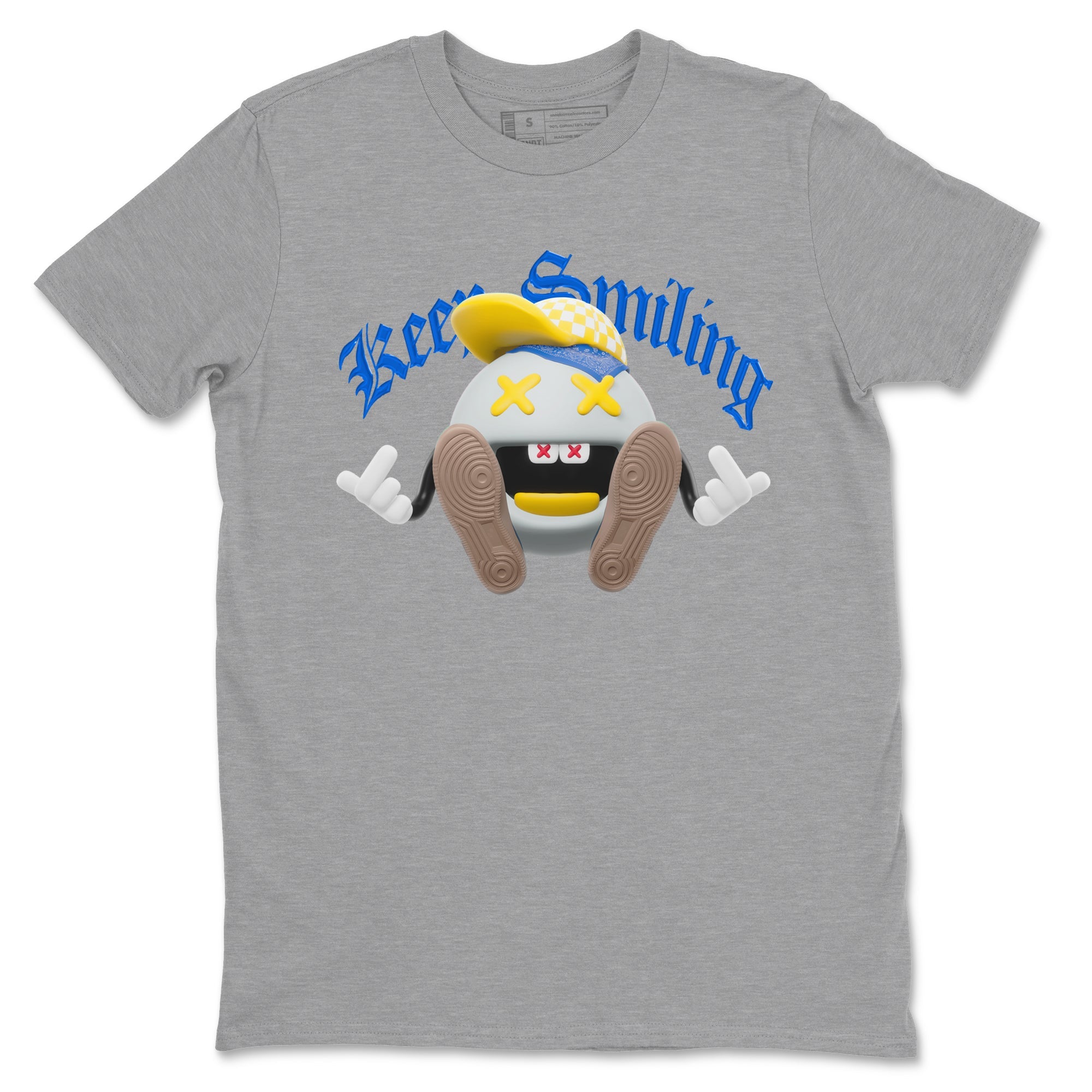 1s Travis Scott Canary shirt to match jordans Keep Smiling sneaker tees Air Jordan 1 Travis Scott Canary Drip Gear Zone unisex cotton Heather Grey 2 crew neck shirt