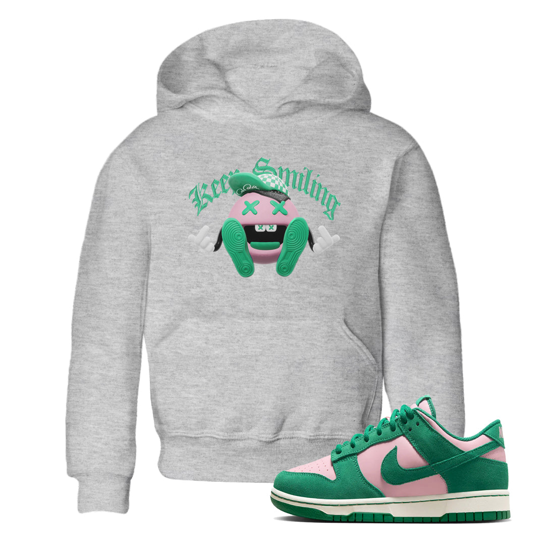 Dunk Low Medium Soft Pink Malachite shirt to match jordans Keep Smiling sneaker tees Dunk Medium Soft Pink Malachite Drip Gear Zone baby toddler Heather Grey 1 cotton Shirt