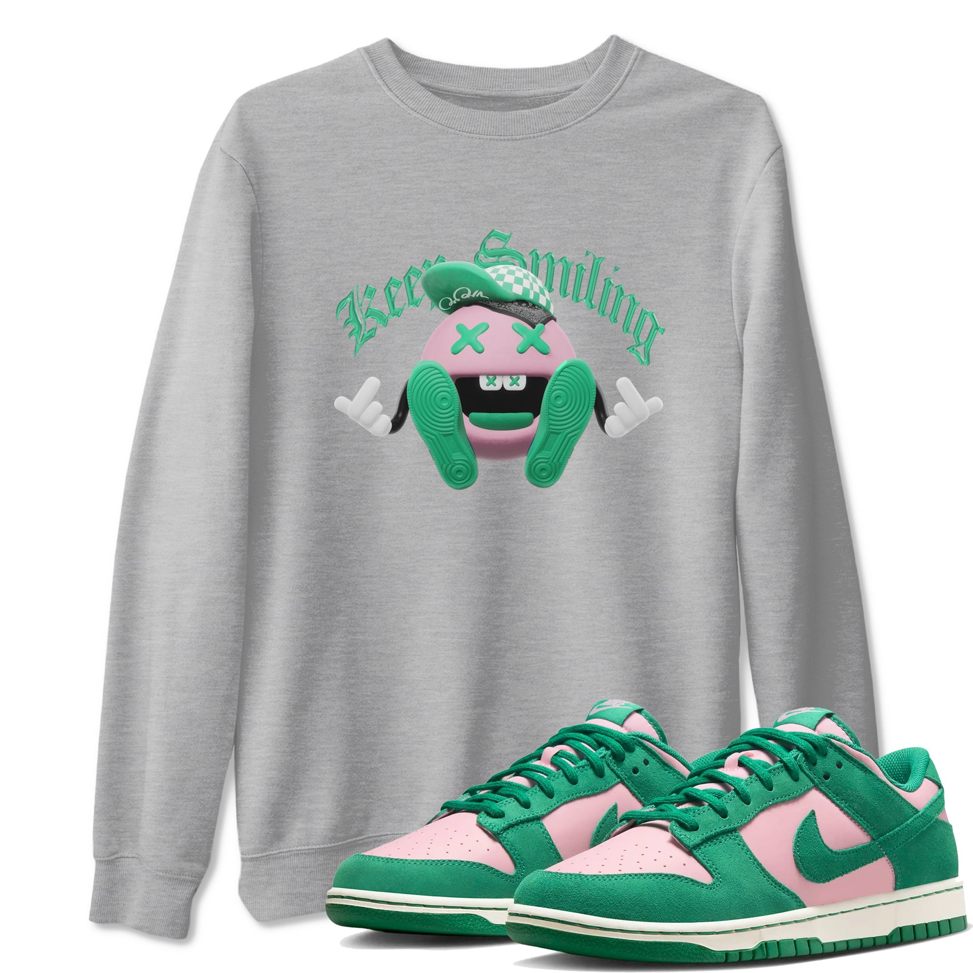 Dunk Low Medium Soft Pink Malachite shirt to match jordans Keep Smiling sneaker tees Dunk Medium Soft Pink Malachite Drip Gear Zone unisex cotton Heather Grey 1 crew neck shirt