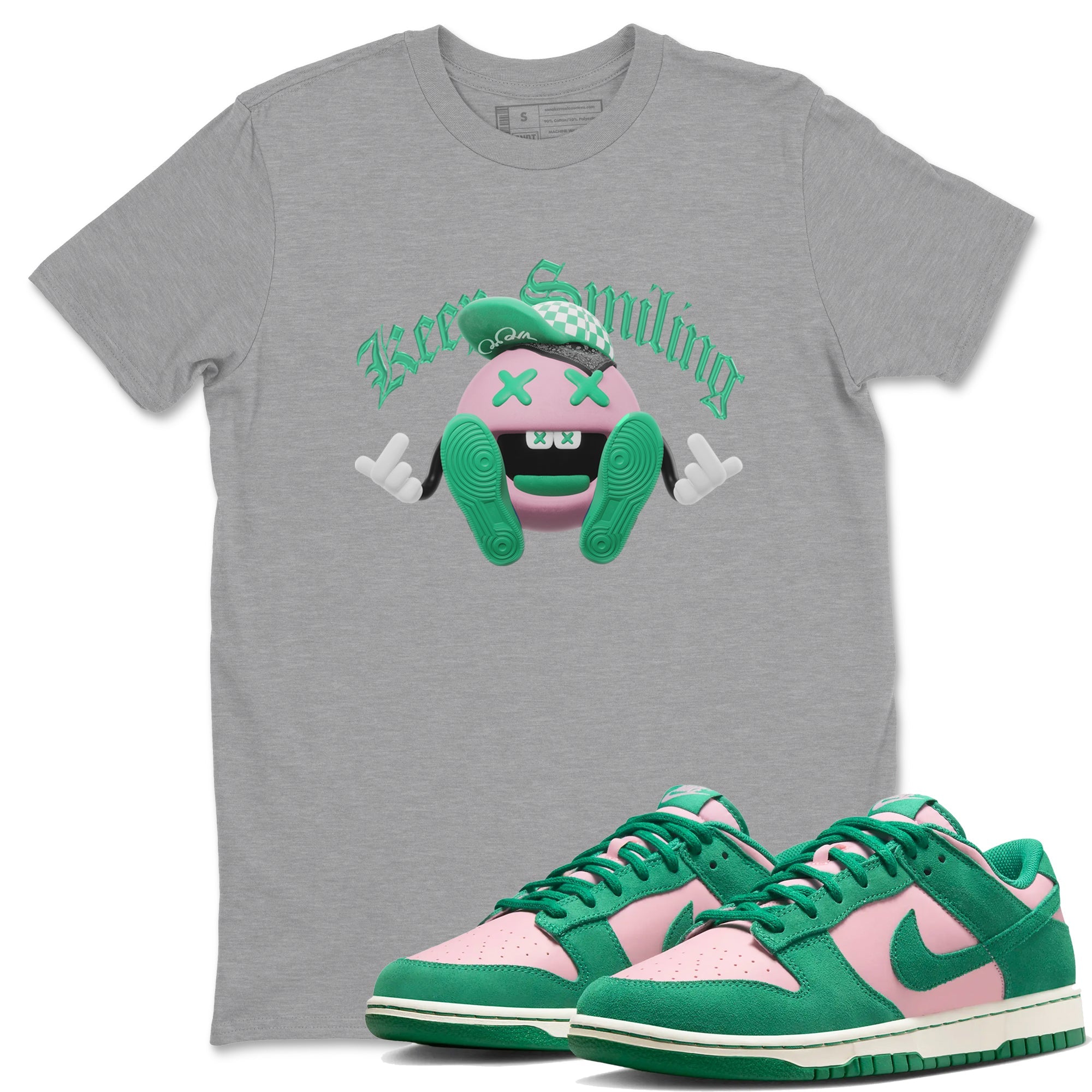 Dunk Low Medium Soft Pink Malachite shirt to match jordans Keep Smiling sneaker tees Dunk Medium Soft Pink Malachite Drip Gear Zone unisex cotton Heather Grey 1 crew neck shirt
