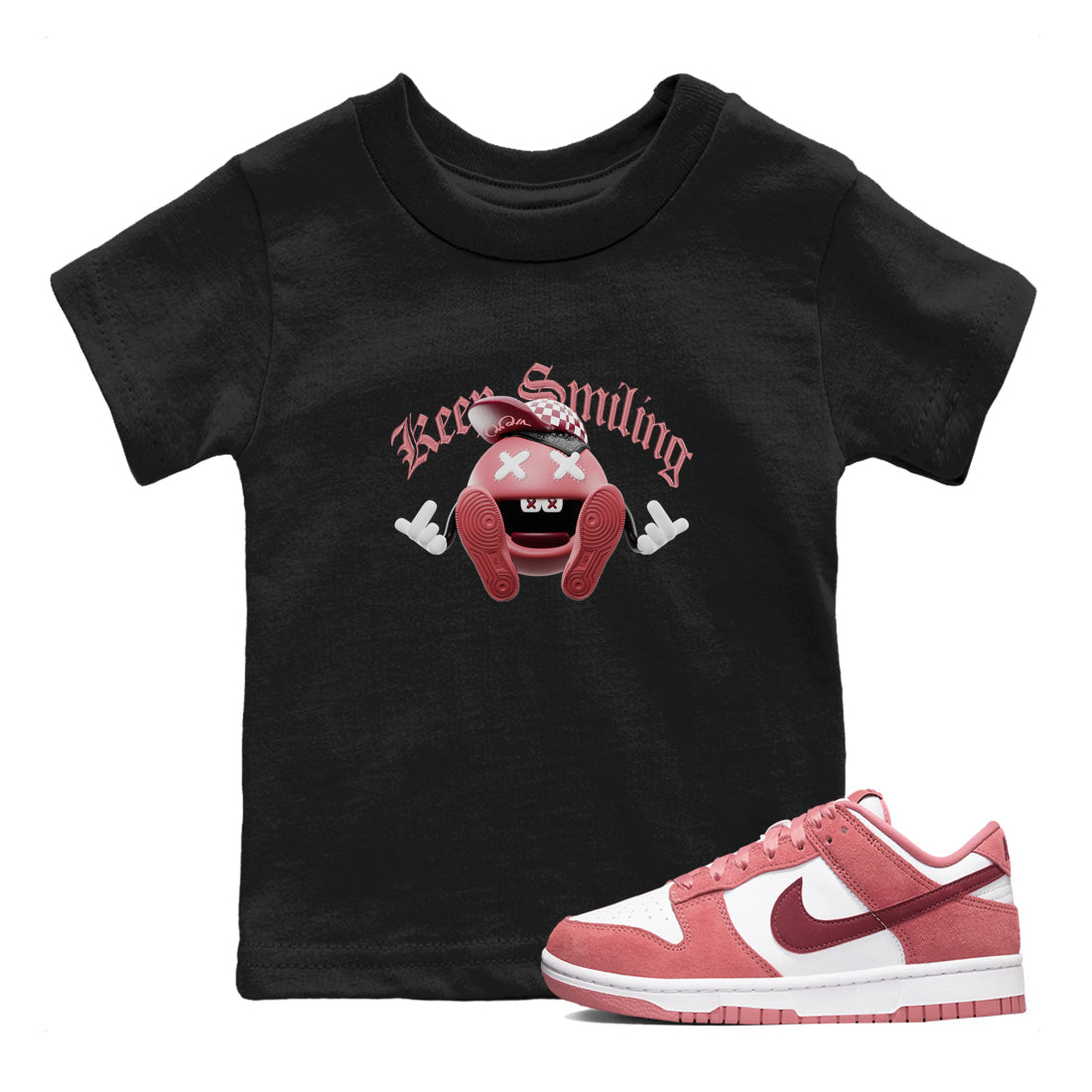 Dunk Valentines Day 2024 shirt to match jordans Keep Smiling sneaker tees Dunk Happy Valentines Day 2024 Drip Gear Zone Baby Toddler Black 1 T-Shirt