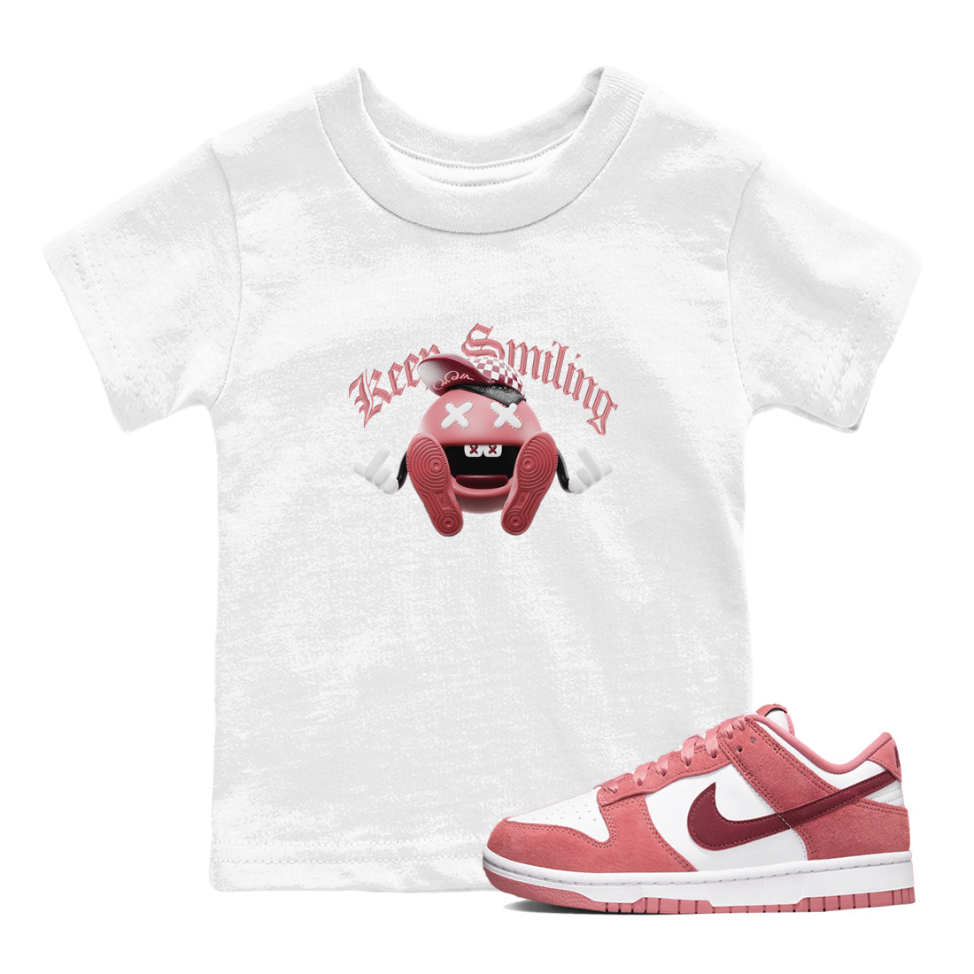 Dunk Valentines Day 2024 shirt to match jordans Keep Smiling sneaker tees Dunk Happy Valentines Day 2024 Drip Gear Zone Baby Toddler White 1 T-Shirt