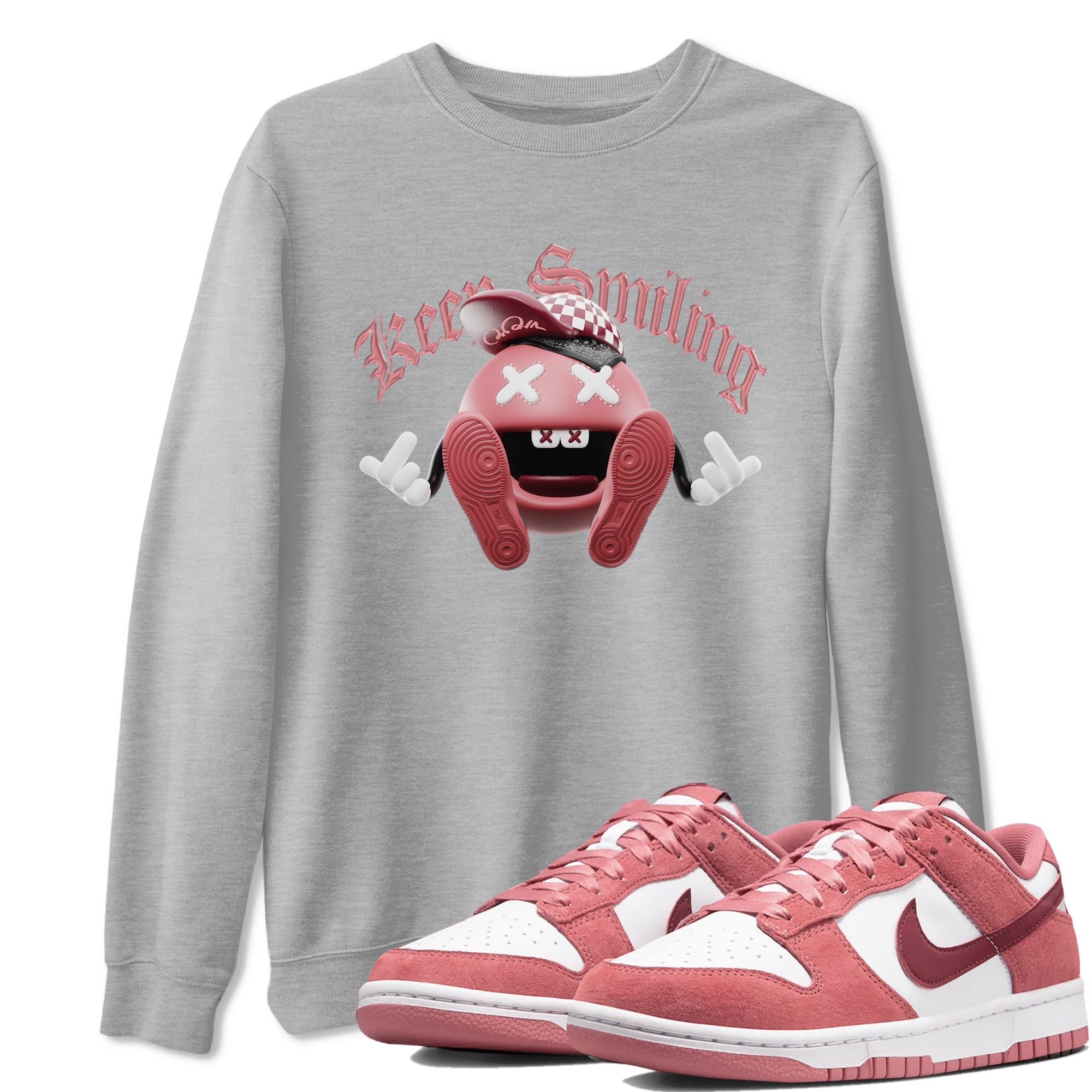 Dunk Valentines Day 2024 shirt to match jordans Keep Smiling sneaker tees Dunk Happy Valentines Day 2024 Drip Gear Zone Unisex Heather Grey 1 T-Shirt