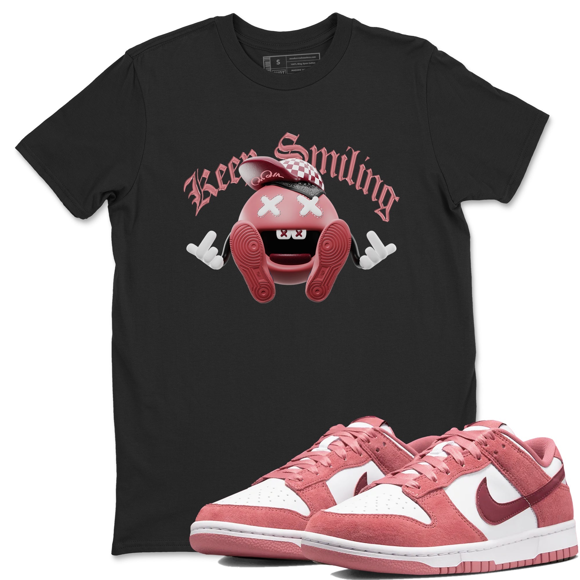 Dunk Valentines Day 2024 shirt to match jordans Keep Smiling sneaker tees Dunk Happy Valentines Day 2024 Drip Gear Zone Unisex Black 1 T-Shirt