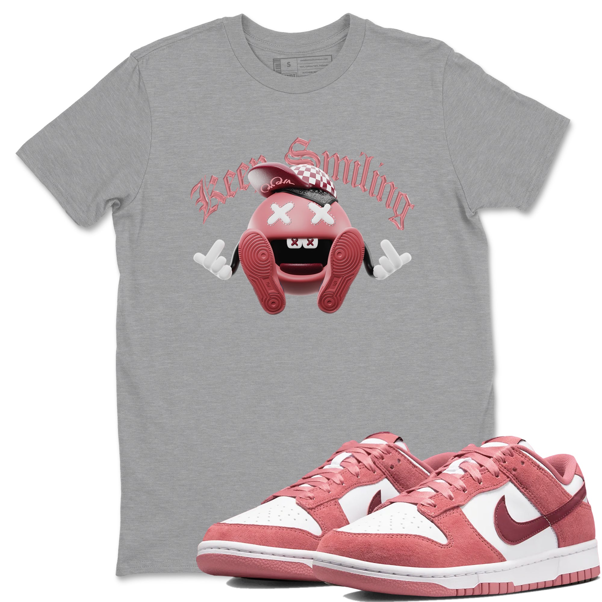 Dunk Valentines Day 2024 shirt to match jordans Keep Smiling sneaker tees Dunk Happy Valentines Day 2024 Drip Gear Zone Unisex Heather Grey 1 T-Shirt
