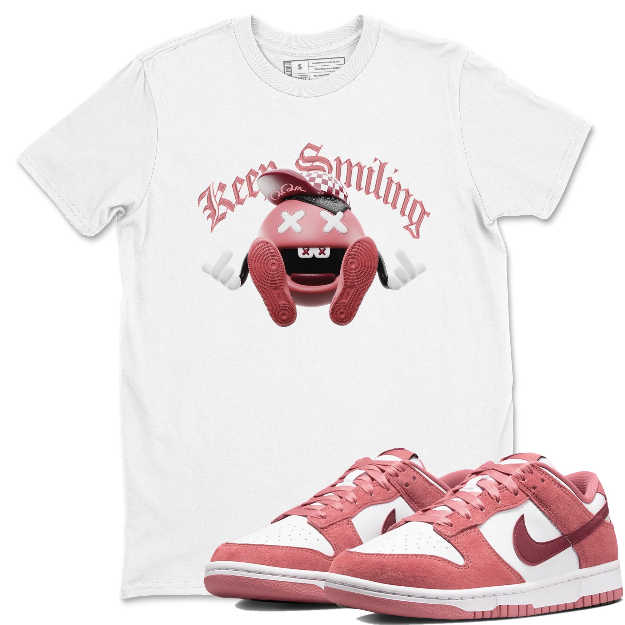Dunk Valentines Day 2024 shirt to match jordans Keep Smiling sneaker tees Dunk Happy Valentines Day 2024 Drip Gear Zone Unisex White 1 T-Shirt