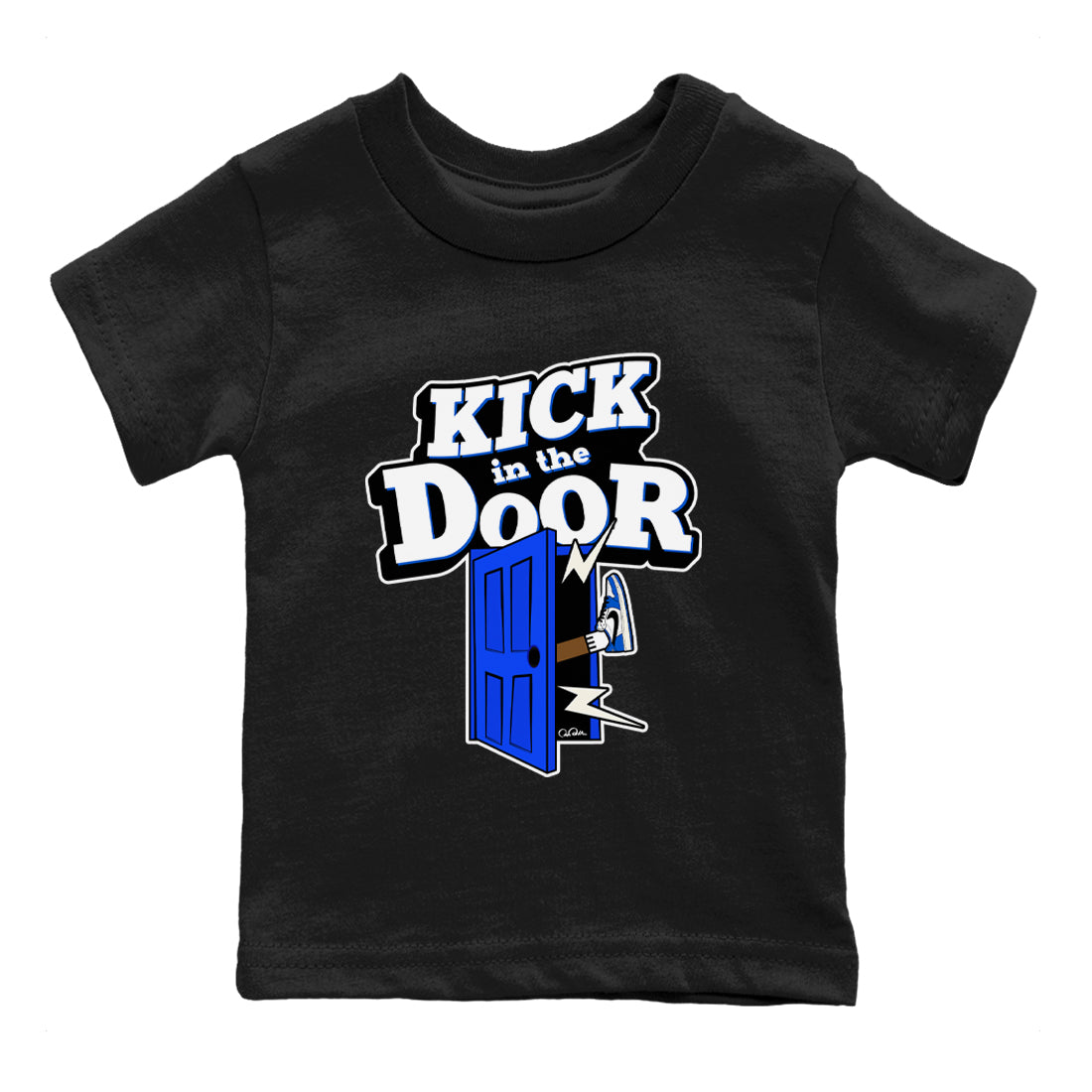 AJ1 Game Royal shirt to match jordans Kick In The Door sneaker tees Air Jordan 1 Game Royal Drip Gear Zone baby toddler Black 2 cotton Shirt