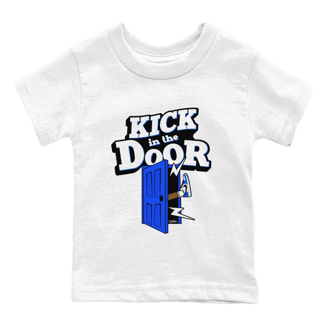 AJ1 Game Royal shirt to match jordans Kick In The Door sneaker tees Air Jordan 1 Game Royal Drip Gear Zone baby toddler White 2 cotton Shirt