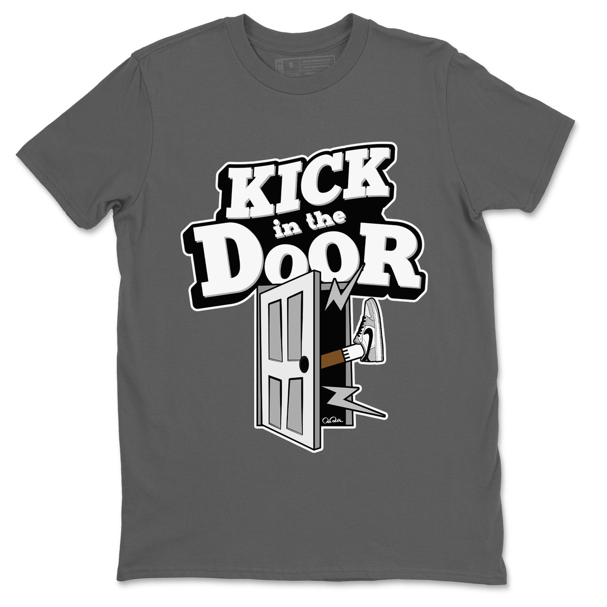 1s Wolf Grey shirts to match jordans Kick In The Door sneaker match tees Air Jordan 1 Wolf Grey Drip Gear Zone streetwear brand Cool Grey 2 unisex cotton tee