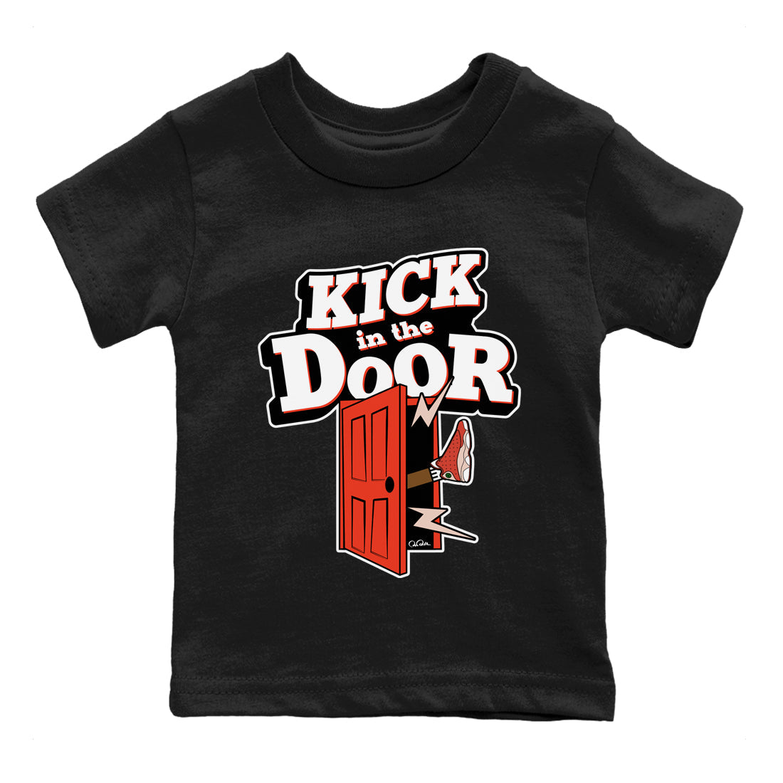 13s Dune Red shirts to match jordans Kick In The Door sneaker match tees Air Jordan 13 Dune Red Drip Gear Zone streetwear brand Baby and Youth Black 2 cotton tee