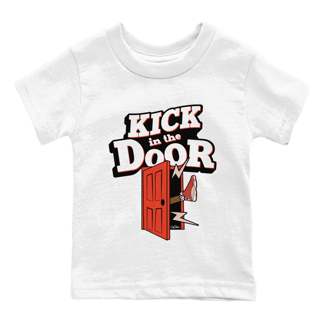 13s Dune Red shirts to match jordans Kick In The Door sneaker match tees Air Jordan 13 Dune Red Drip Gear Zone streetwear brand Baby and Youth White 2 cotton tee