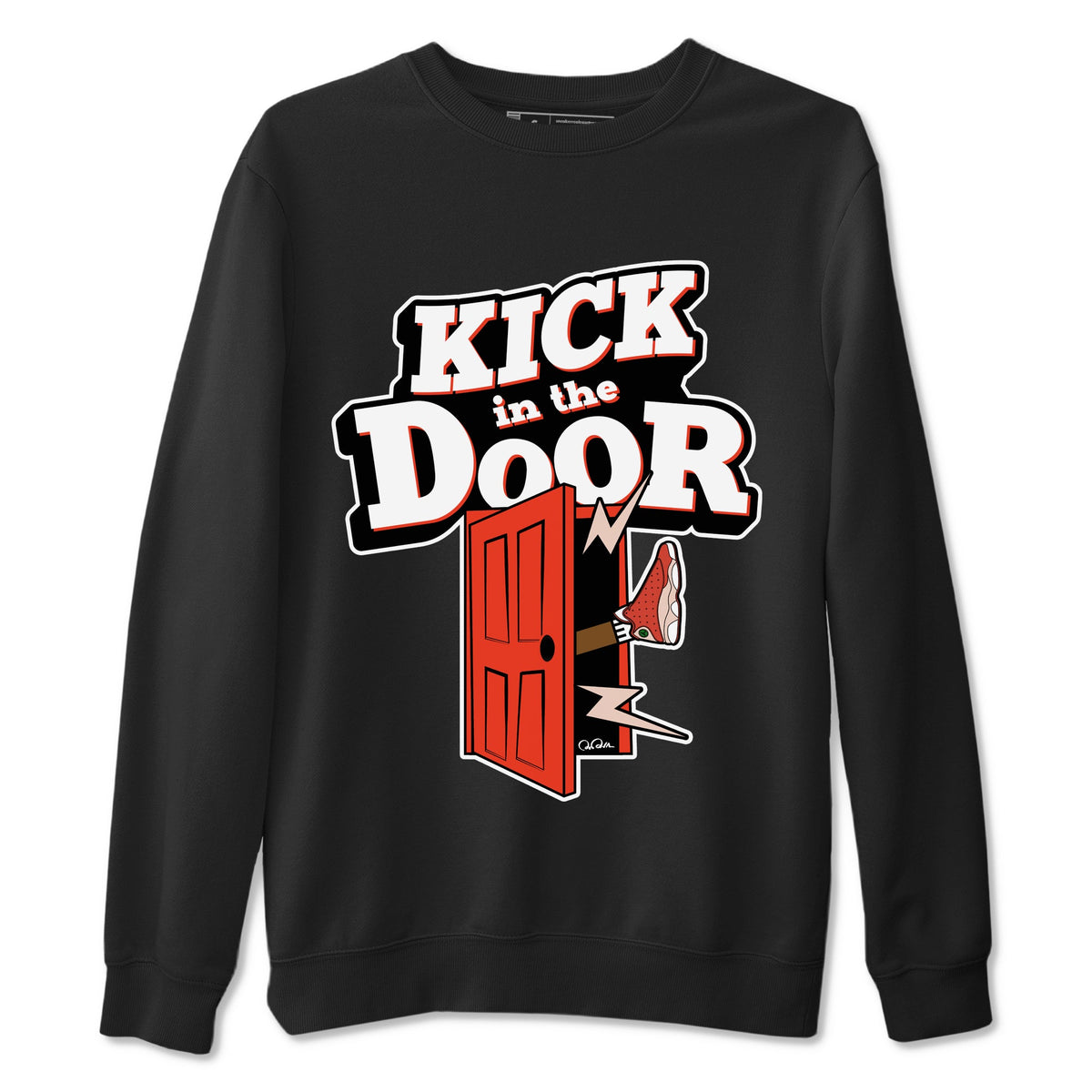13s Dune Red shirts to match jordans Kick In The Door sneaker match tees Air Jordan 13 Dune Red Drip Gear Zone streetwear brand Black 2 unisex cotton tee