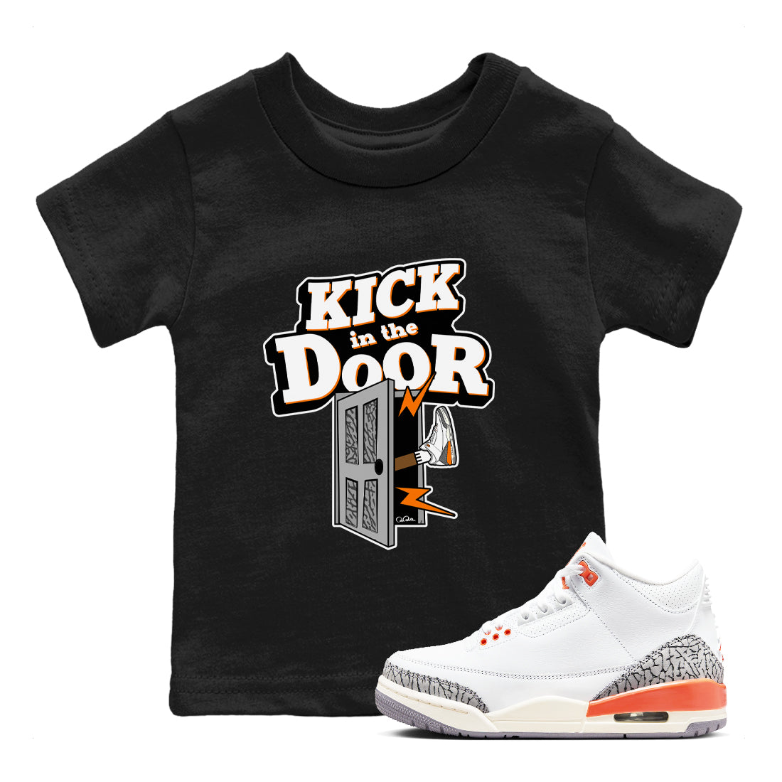 3s Georgia Peach shirt to match jordans Kick In The Door sneaker tees Air Jordan 3 Georgia Peach Drip Gear Zone baby toddler Black 1 cotton Shirt
