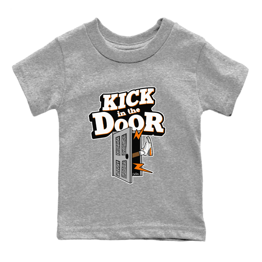 3s Georgia Peach shirt to match jordans Kick In The Door sneaker tees Air Jordan 3 Georgia Peach Drip Gear Zone baby toddler Heather Grey 2 cotton Shirt