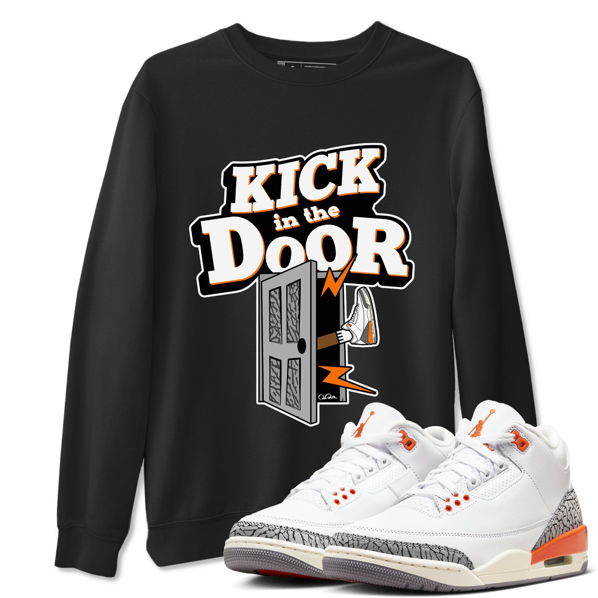 3s Georgia Peach shirt to match jordans Kick In The Door sneaker tees Air Jordan 3 Georgia Peach Drip Gear Zone unisex cotton Black 1 crew neck shirt