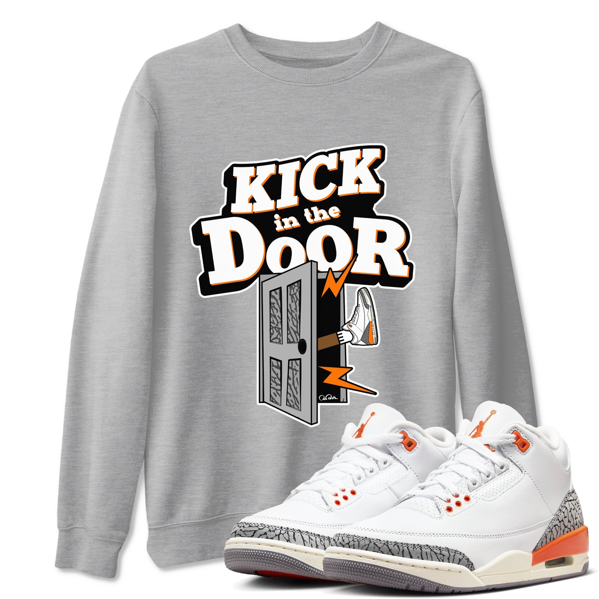 3s Georgia Peach shirt to match jordans Kick In The Door sneaker tees Air Jordan 3 Georgia Peach Drip Gear Zone unisex cotton Heather Grey 1 crew neck shirt