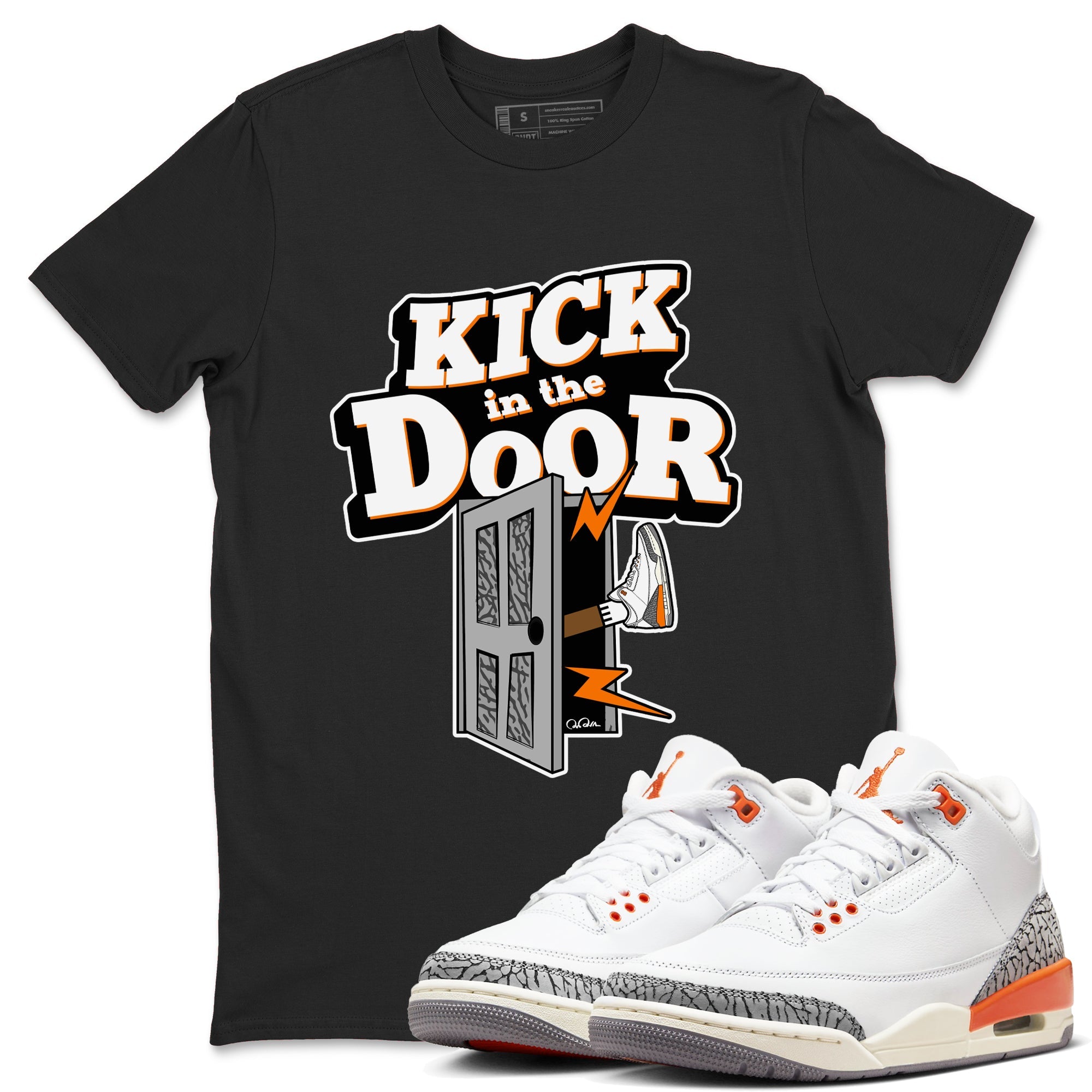 3s Georgia Peach shirt to match jordans Kick In The Door sneaker tees Air Jordan 3 Georgia Peach Drip Gear Zone unisex cotton Black 1 crew neck shirt