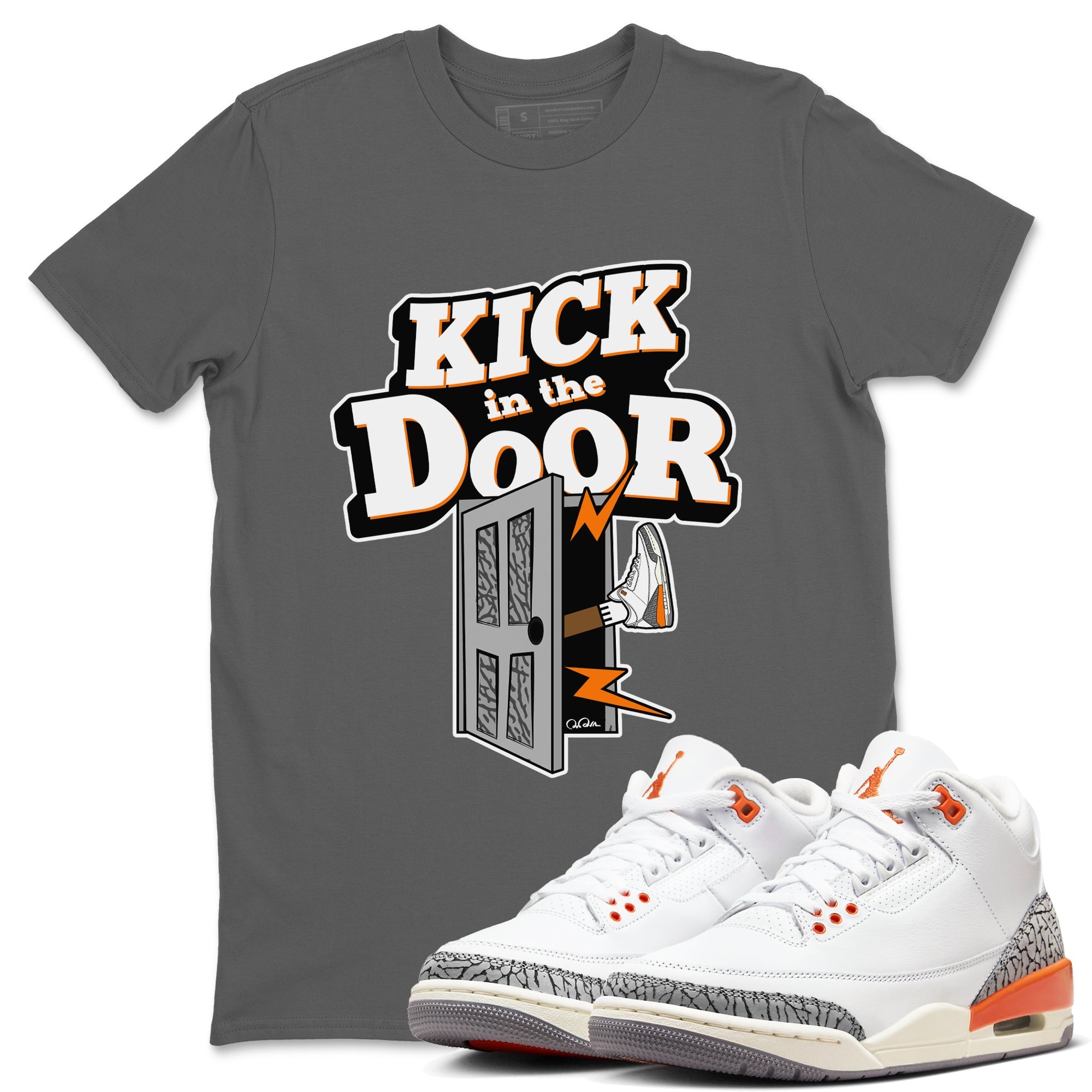 3s Georgia Peach shirt to match jordans Kick In The Door sneaker tees Air Jordan 3 Georgia Peach Drip Gear Zone unisex cotton Cool Grey 1 crew neck shirt