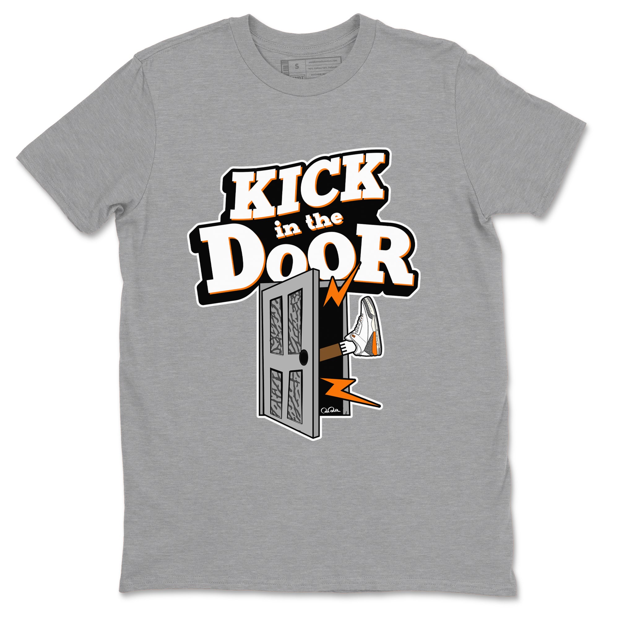 3s Georgia Peach shirt to match jordans Kick In The Door sneaker tees Air Jordan 3 Georgia Peach Drip Gear Zone unisex cotton Heather Grey 2 crew neck shirt