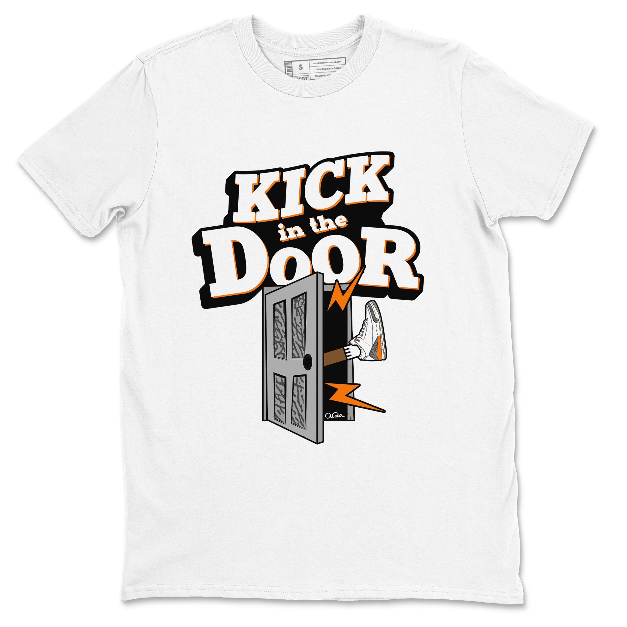 3s Georgia Peach shirt to match jordans Kick In The Door sneaker tees Air Jordan 3 Georgia Peach Drip Gear Zone unisex cotton White 2 crew neck shirt