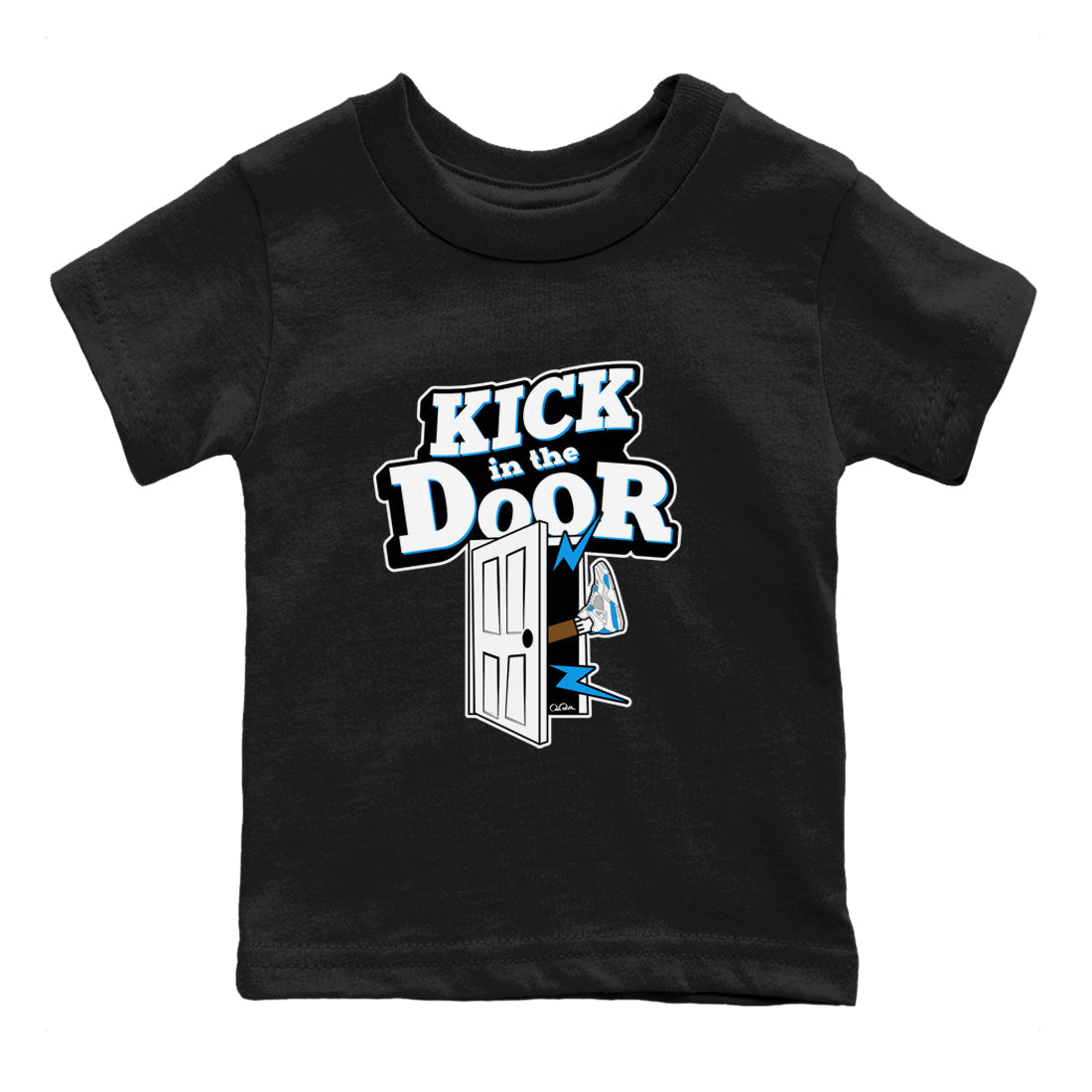 Air Jordan 4 Industrial Blue shirt to match jordans Kick In The Door sneaker tees Air Jordan 4 Military Blue Drip Gear Zone baby toddler Black 2 cotton Shirt