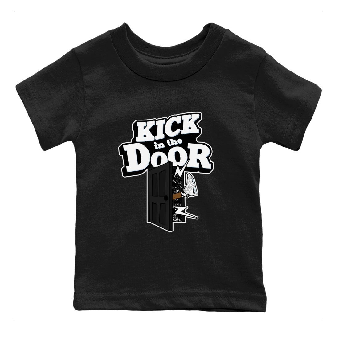 AJ6 White Black shirts to match jordans Kick In The Door sneaker match tees Air Jordan 6 White Black Drip Gear Zone streetwear brand Baby and Youth Black 2 cotton tee
