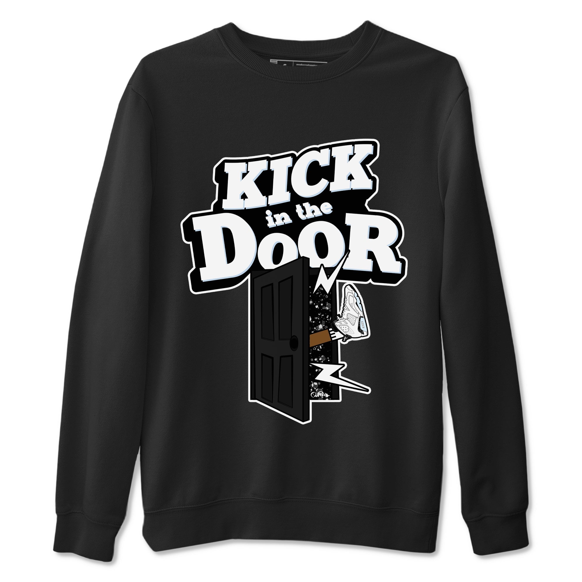 AJ6 White Black shirts to match jordans Kick In The Door sneaker match tees Air Jordan 6 White Black Drip Gear Zone streetwear brand Black 2 unisex cotton tee