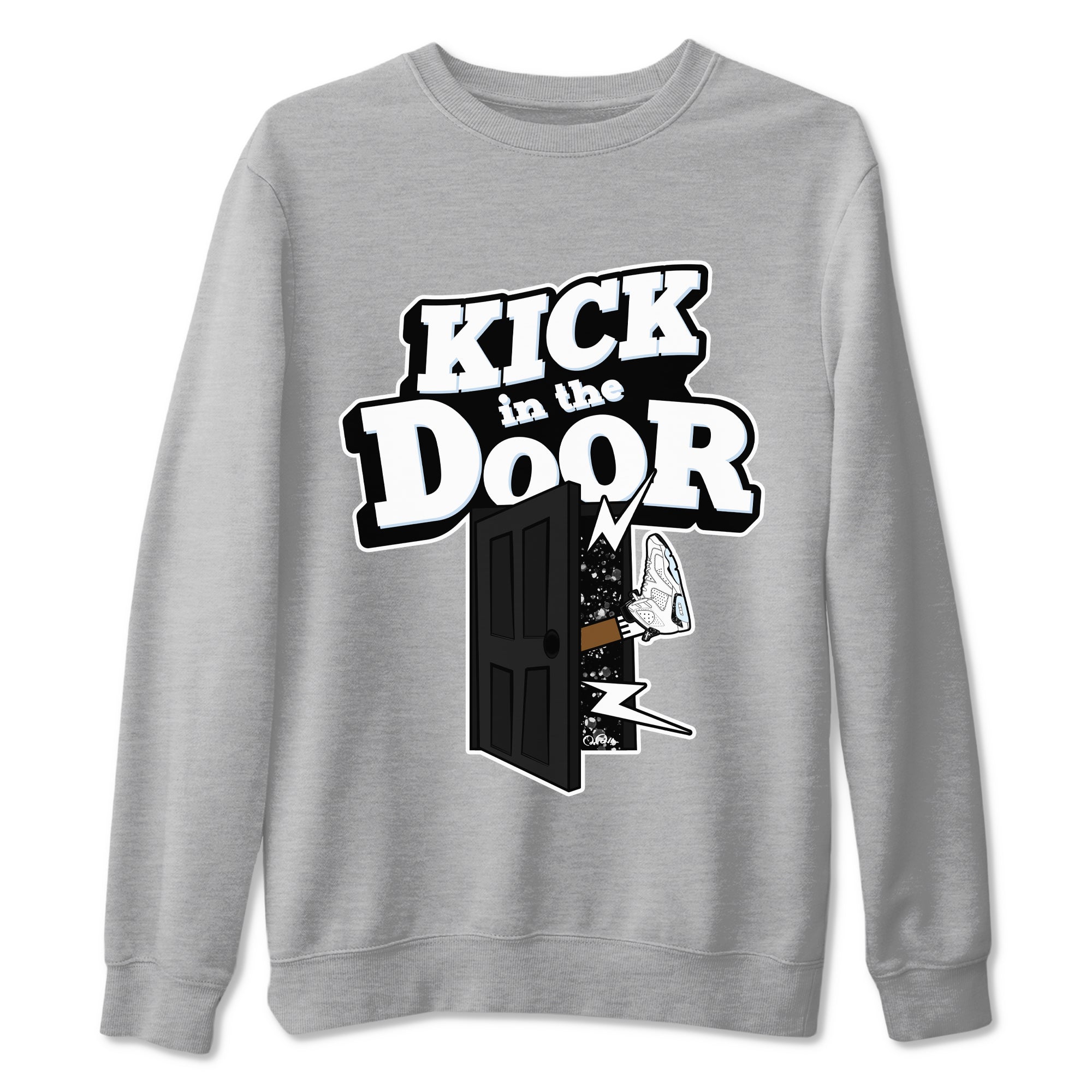 AJ6 White Black shirts to match jordans Kick In The Door sneaker match tees Air Jordan 6 White Black Drip Gear Zone streetwear brand Heather Grey 2 unisex cotton tee