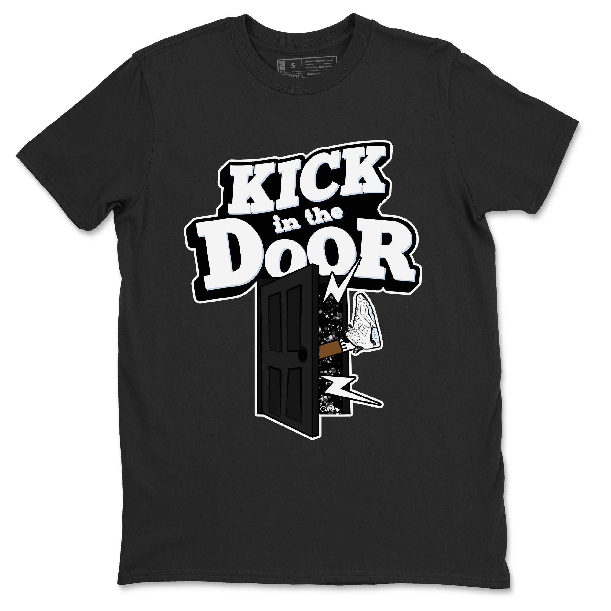 AJ6 White Black shirts to match jordans Kick In The Door sneaker match tees Air Jordan 6 White Black Drip Gear Zone streetwear brand Black 2 unisex cotton tee
