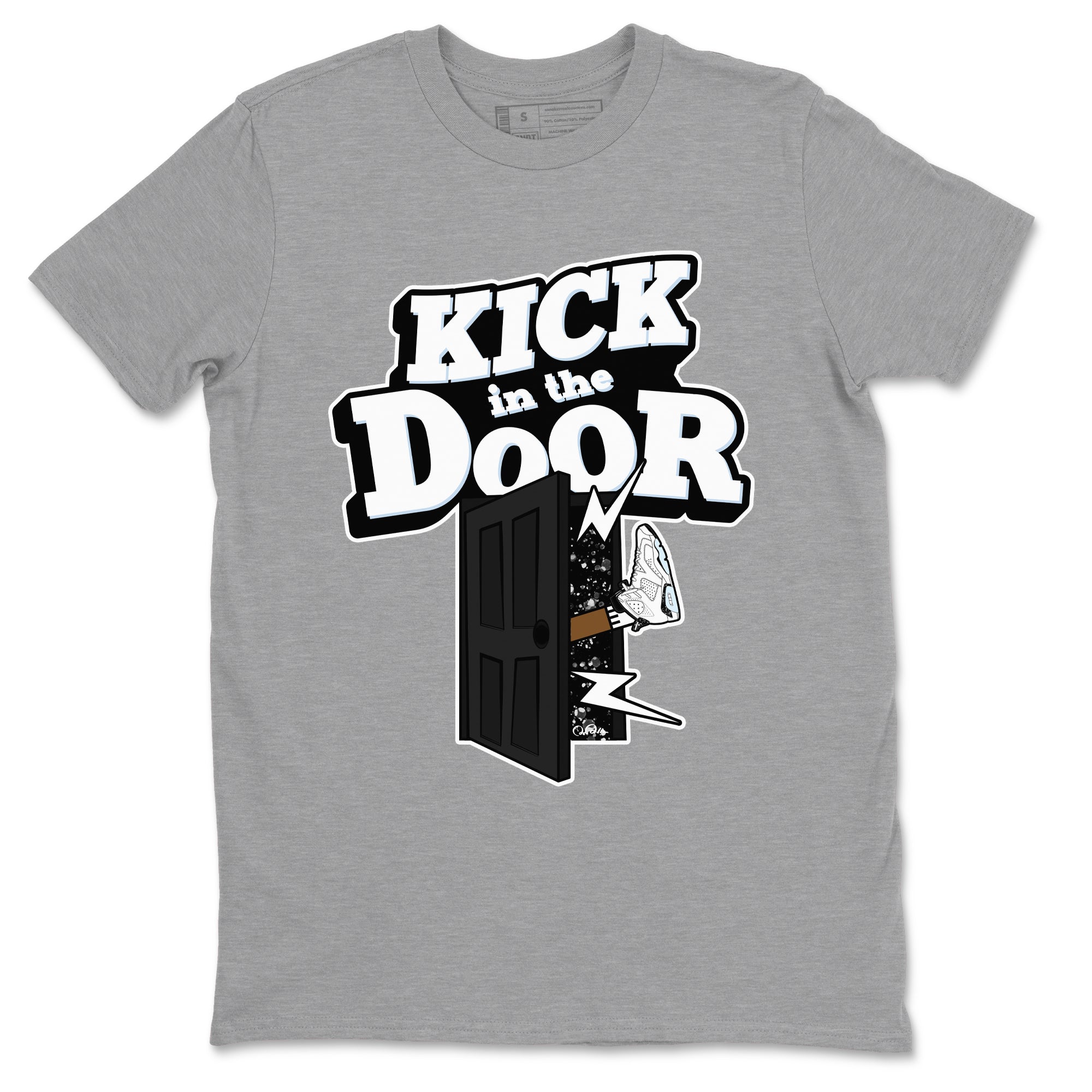 AJ6 White Black shirts to match jordans Kick In The Door sneaker match tees Air Jordan 6 White Black Drip Gear Zone streetwear brand Heather Grey 2 unisex cotton tee