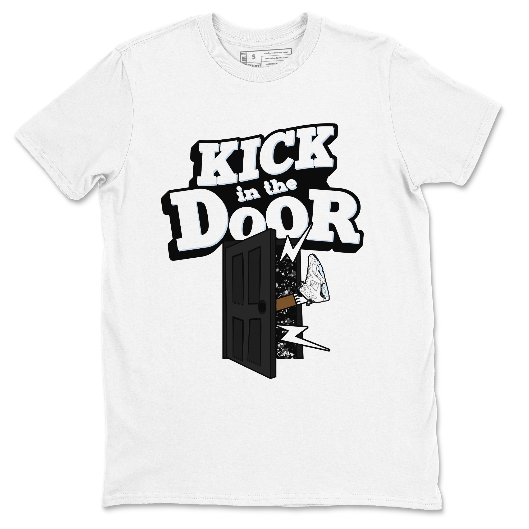 AJ6 White Black shirts to match jordans Kick In The Door sneaker match tees Air Jordan 6 White Black Drip Gear Zone streetwear brand White 2 unisex cotton tee