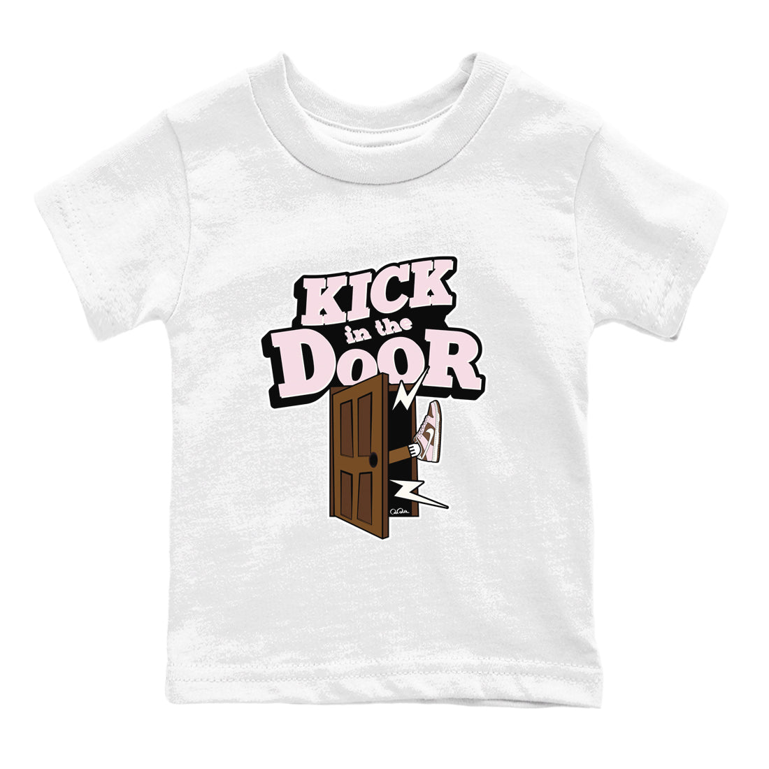 Dunk Cacao Wow And Pink Foam shirts to match jordans Kick In The Door sneaker match tees Dunk Cacao Wow And Pink Foam Drip Gear Zone streetwear brand Baby and Youth White 2 cotton tee