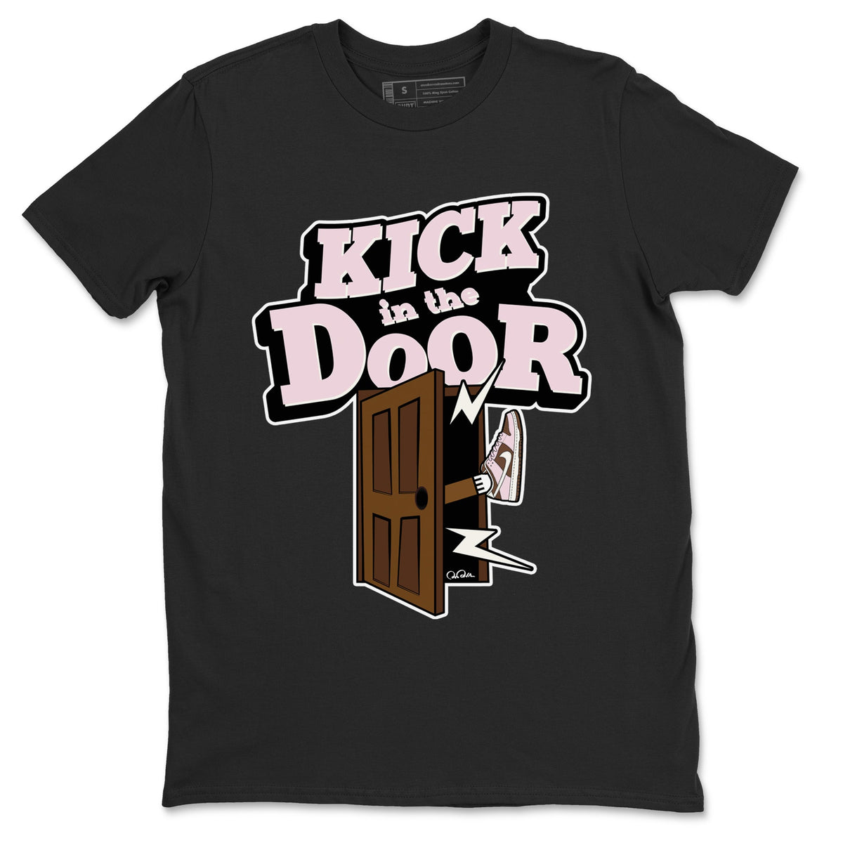 Dunk Cacao Wow And Pink Foam shirts to match jordans Kick In The Door sneaker match tees Dunk Cacao Wow And Pink Foam Drip Gear Zone streetwear brand Black 2 unisex cotton tee