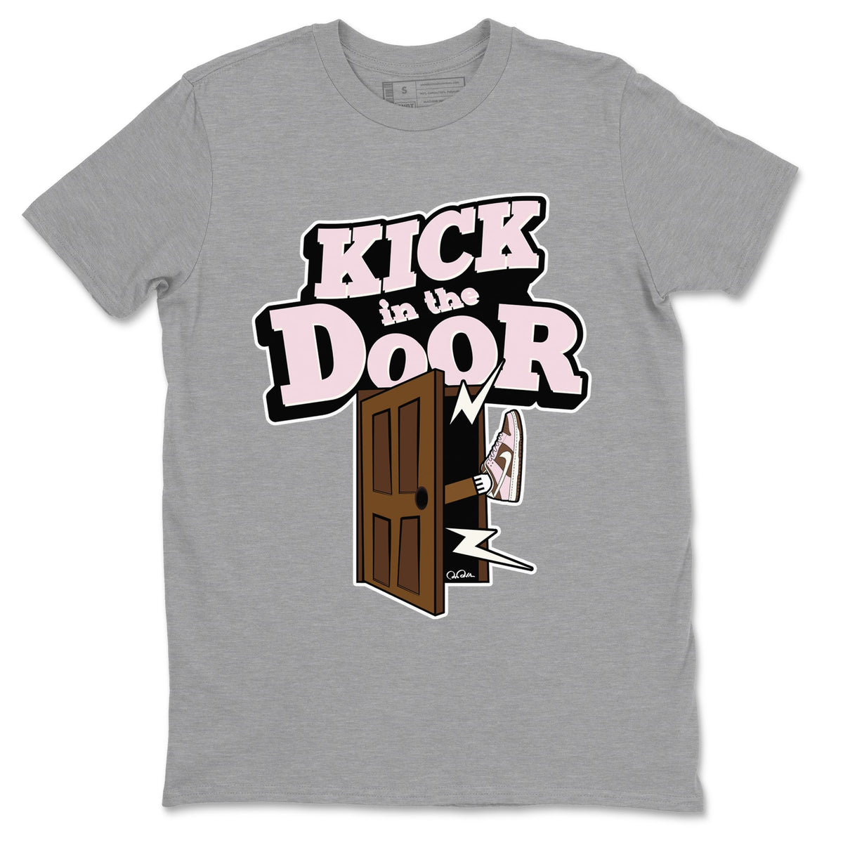 Dunk Cacao Wow And Pink Foam shirts to match jordans Kick In The Door sneaker match tees Dunk Cacao Wow And Pink Foam Drip Gear Zone streetwear brand Heather Grey 2 unisex cotton tee