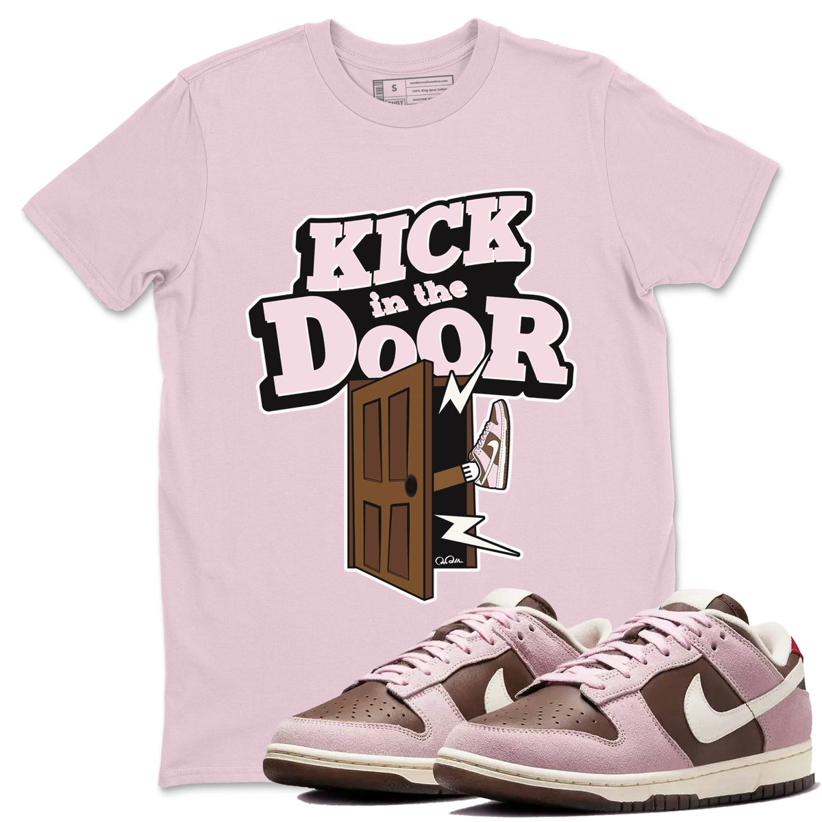 Dunk Cacao Wow And Pink Foam shirts to match jordans Kick In The Door sneaker match tees Dunk Cacao Wow And Pink Foam Drip Gear Zone streetwear brand Pink 1 unisex cotton tee